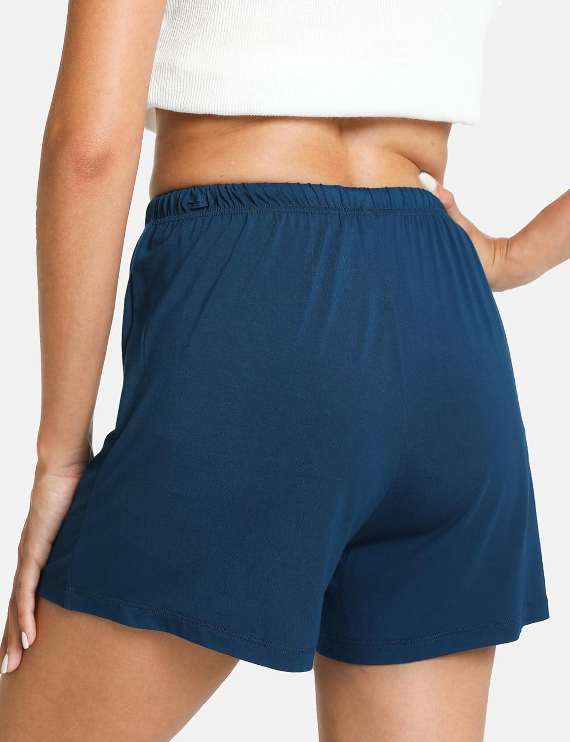 imageGYS Pajama Shorts for Women Viscose Made from Bamboo Soft Sleep Shorts Stretchy Sleepwear Casual Pj BottomsInk Blue