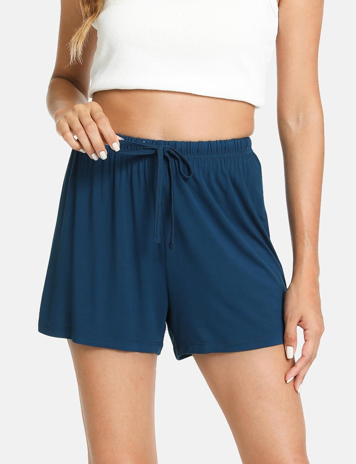 imageGYS Pajama Shorts for Women Viscose Made from Bamboo Soft Sleep Shorts Stretchy Sleepwear Casual Pj BottomsInk Blue