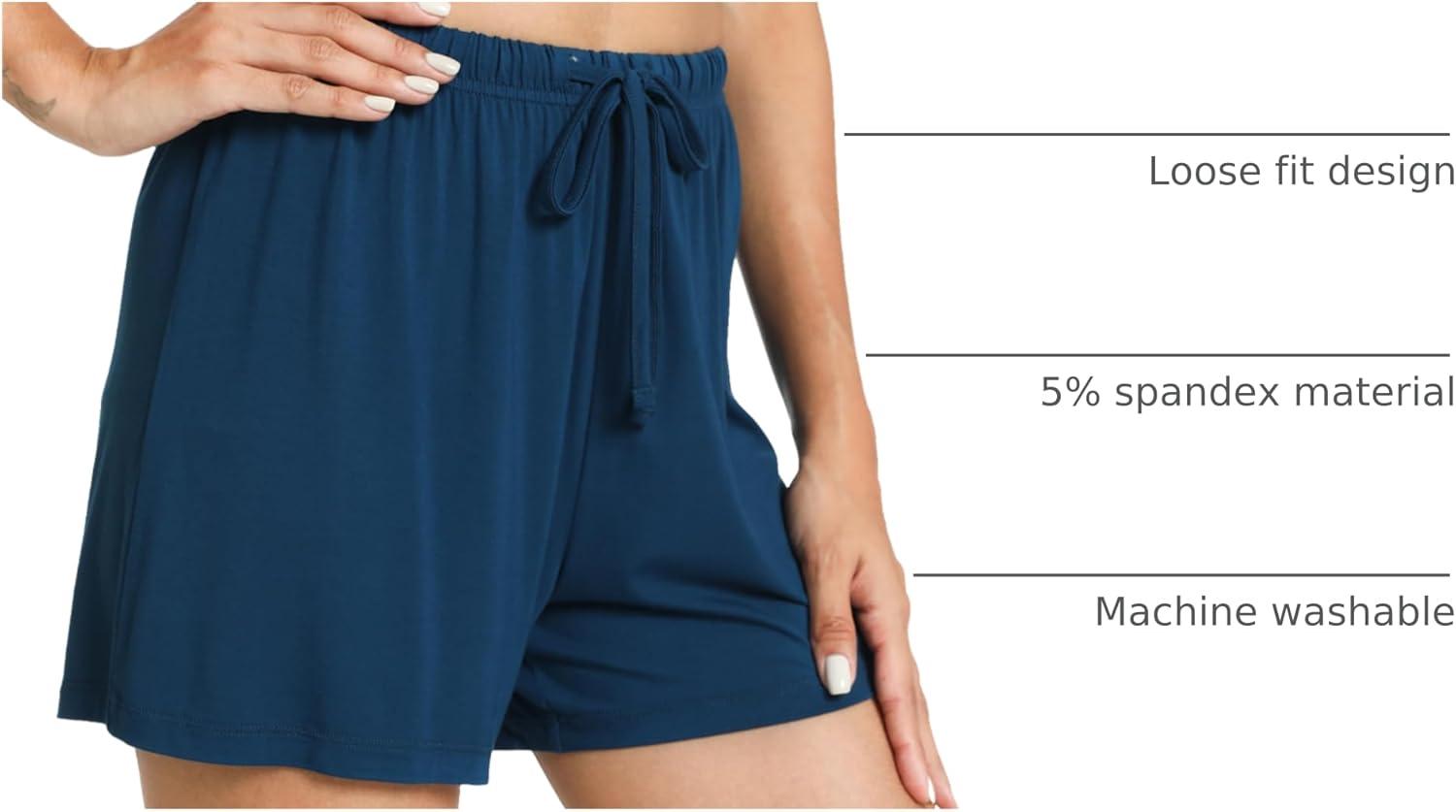 imageGYS Pajama Shorts for Women Viscose Made from Bamboo Soft Sleep Shorts Stretchy Sleepwear Casual Pj BottomsInk Blue