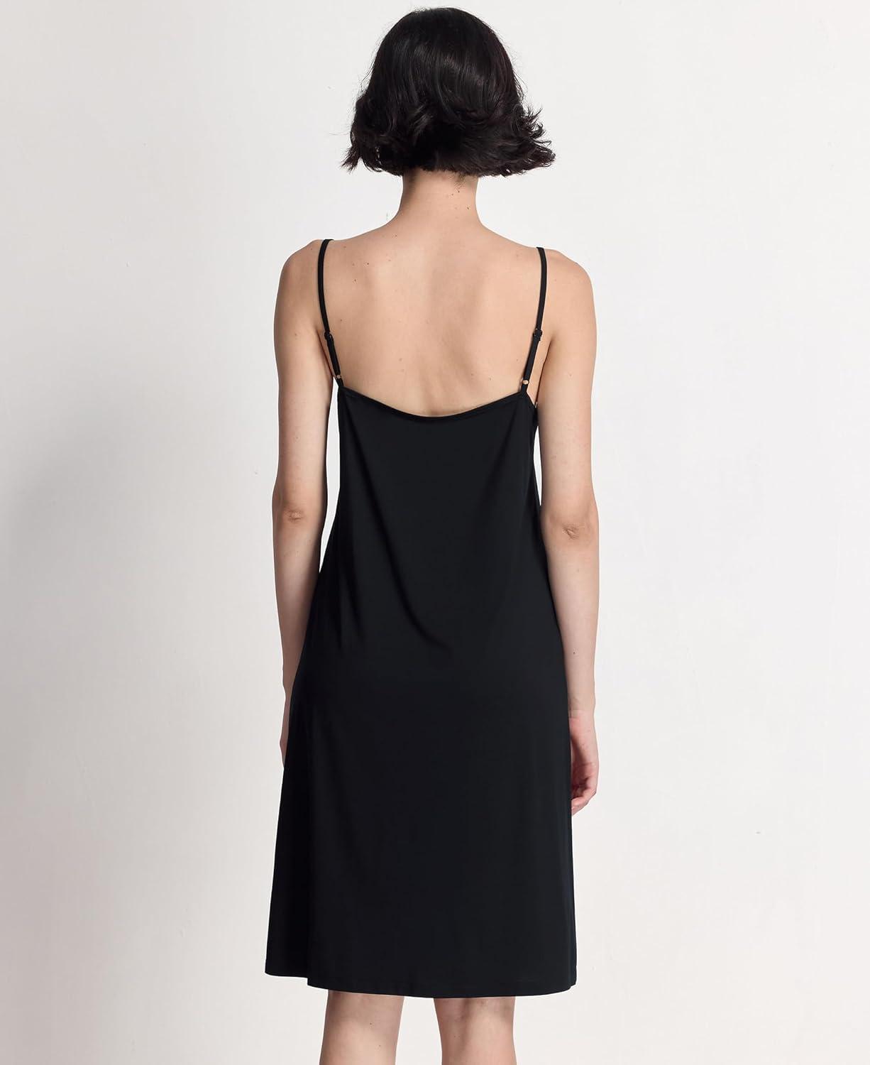 imageGYS Sleeveless Nightgowns for Women Soft Bamboo Viscose Full Slip Spaghetti Strap Camisole Under DressBlack