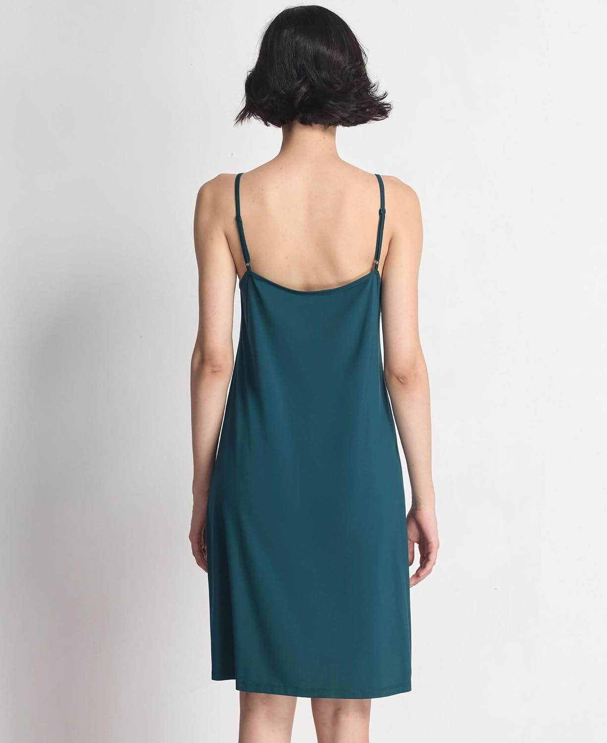 imageGYS Sleeveless Nightgowns for Women Soft Bamboo Viscose Full Slip Spaghetti Strap Camisole Under DressInk Blue