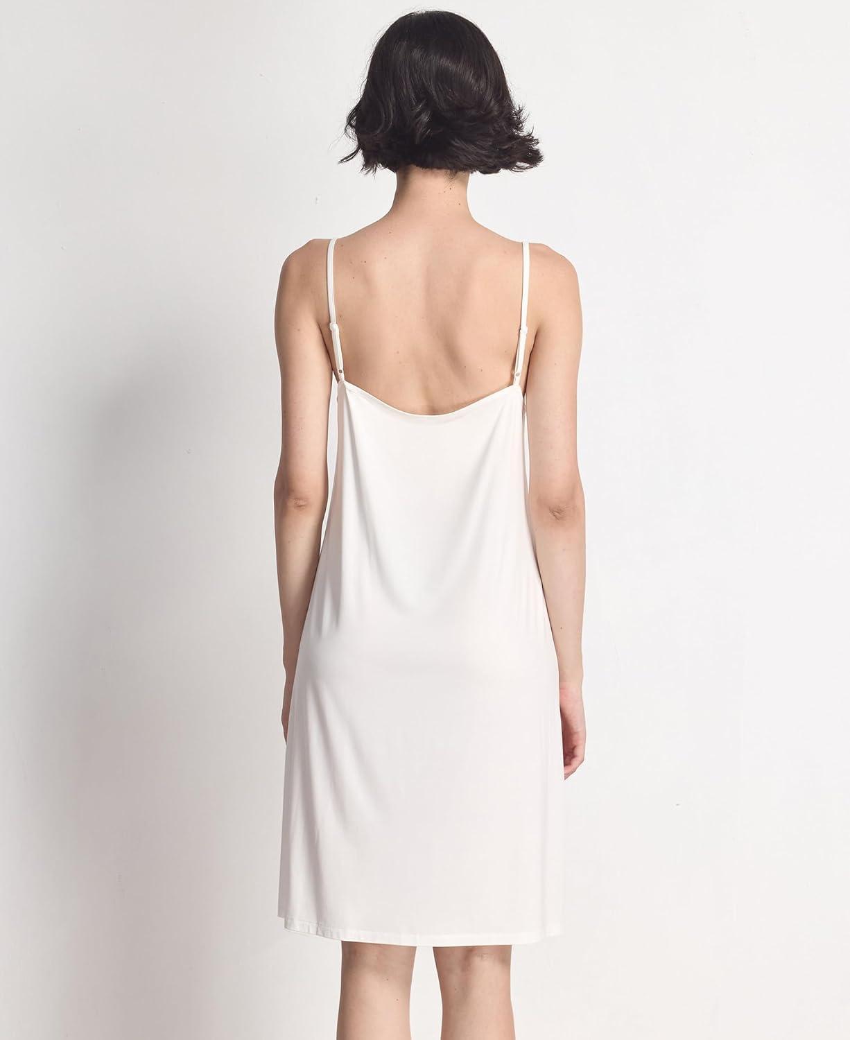 imageGYS Sleeveless Nightgowns for Women Soft Bamboo Viscose Full Slip Spaghetti Strap Camisole Under DressWhite