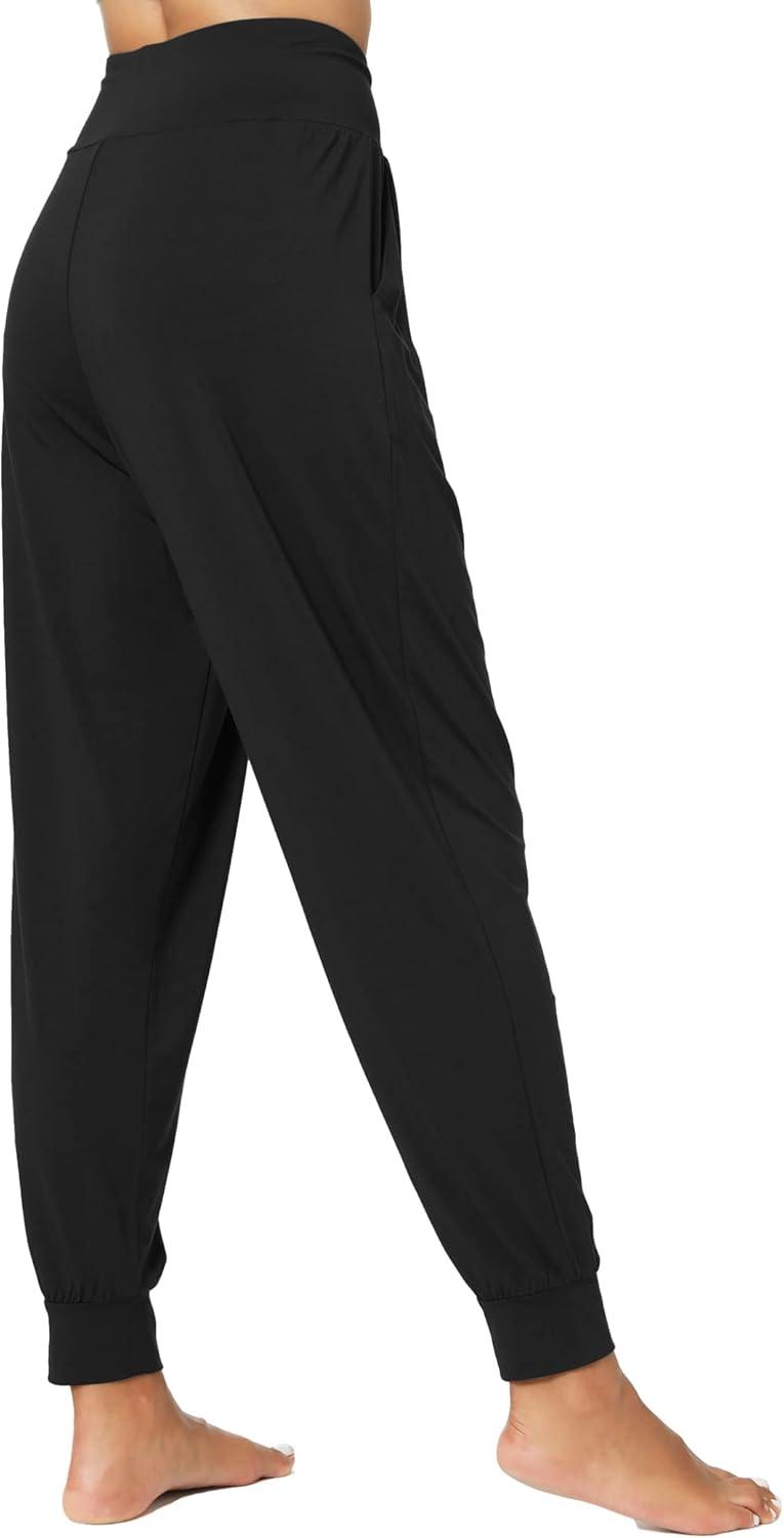 imageGYS Women Pajama Pants Bamboo Viscose HighWaist Soft Sleep Bottoms with PocketsBlack