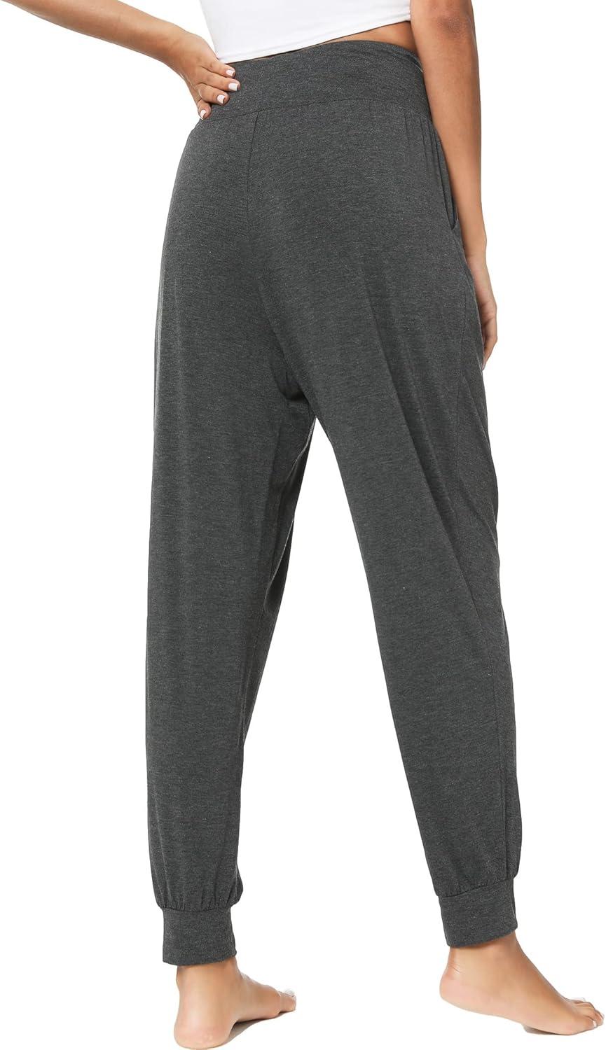 imageGYS Women Pajama Pants Bamboo Viscose HighWaist Soft Sleep Bottoms with PocketsDark Heather Grey