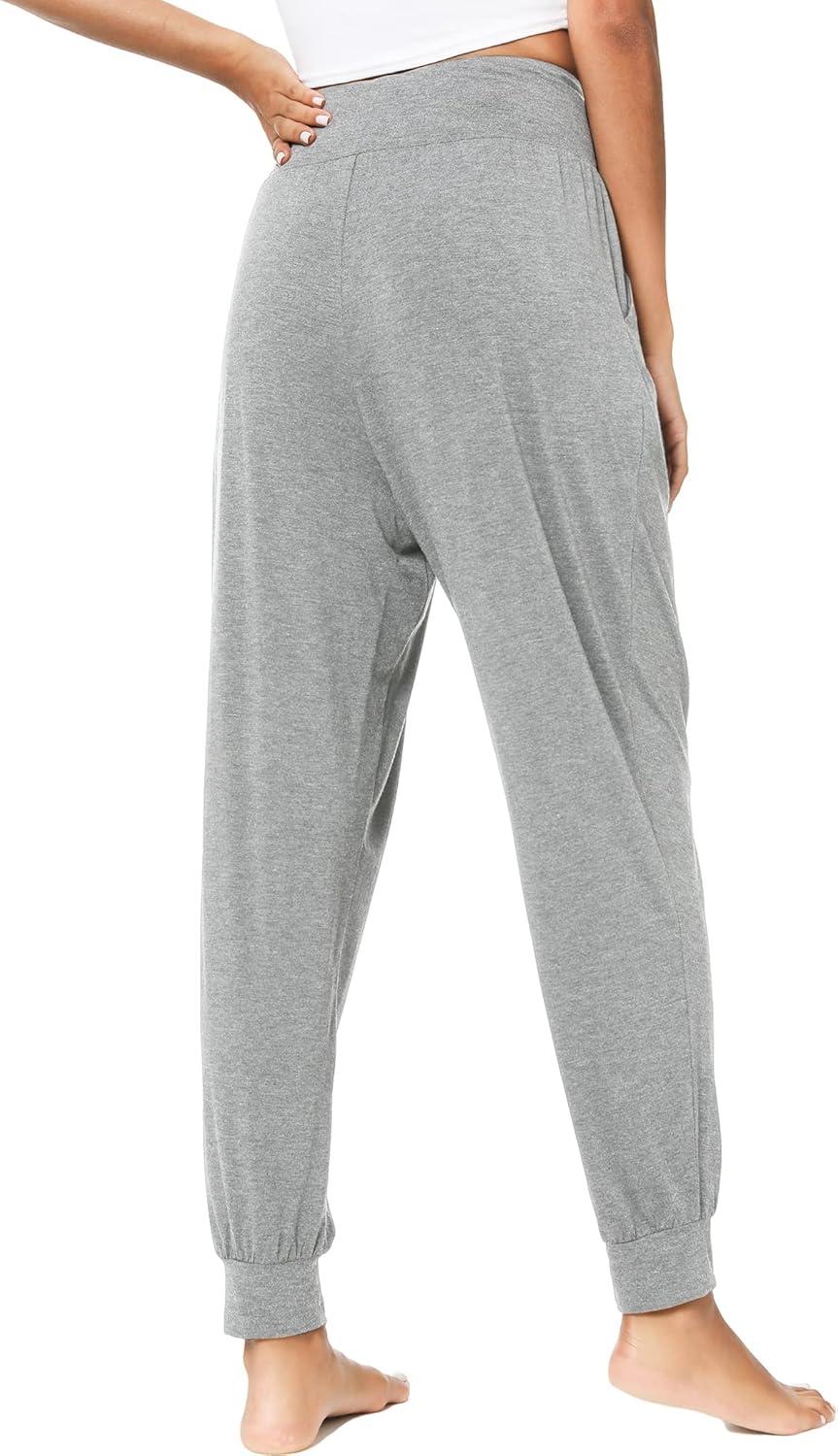 imageGYS Women Pajama Pants Bamboo Viscose HighWaist Soft Sleep Bottoms with PocketsHeather Grey