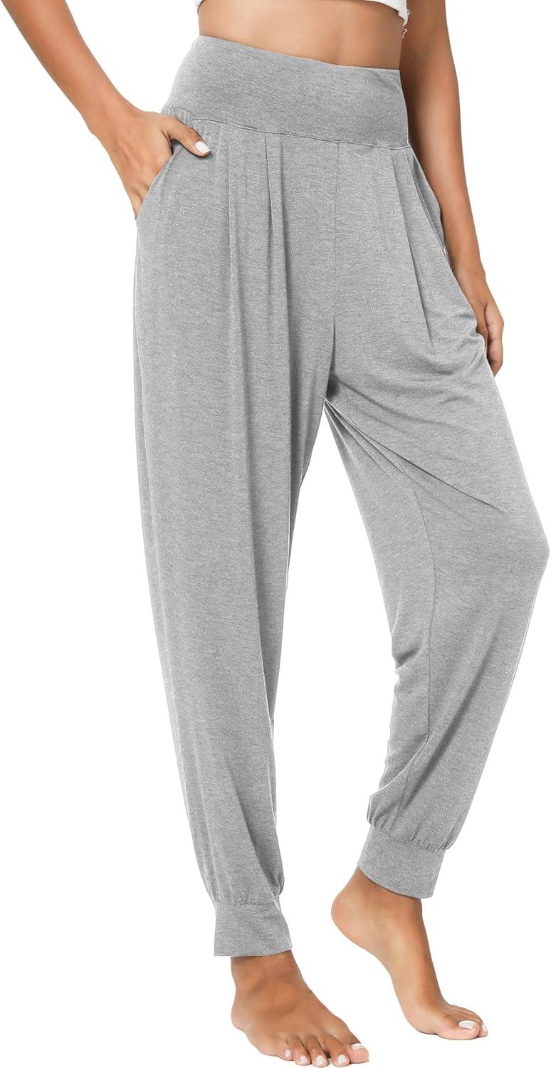 imageGYS Women Pajama Pants Bamboo Viscose HighWaist Soft Sleep Bottoms with PocketsHeather Grey
