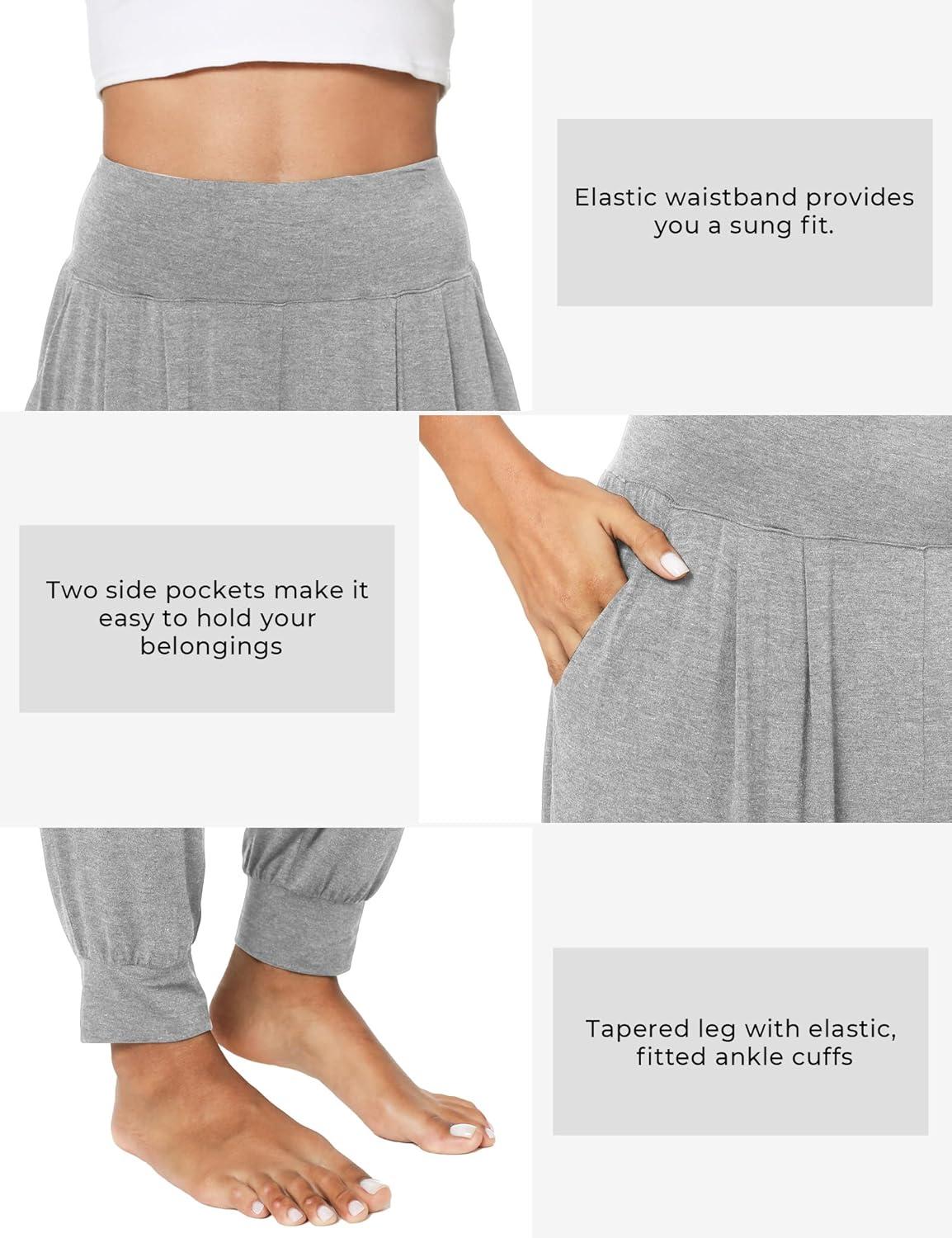 imageGYS Women Pajama Pants Bamboo Viscose HighWaist Soft Sleep Bottoms with PocketsHeather Grey