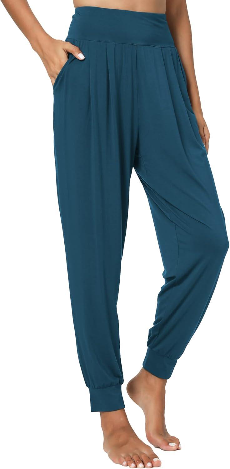 imageGYS Women Pajama Pants Bamboo Viscose HighWaist Soft Sleep Bottoms with PocketsLake Blue