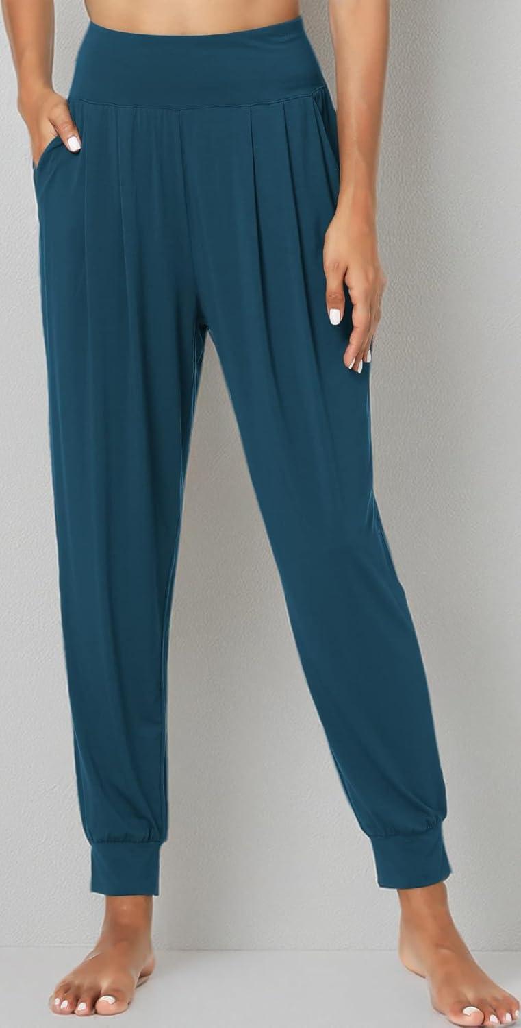 imageGYS Women Pajama Pants Bamboo Viscose HighWaist Soft Sleep Bottoms with PocketsLake Blue
