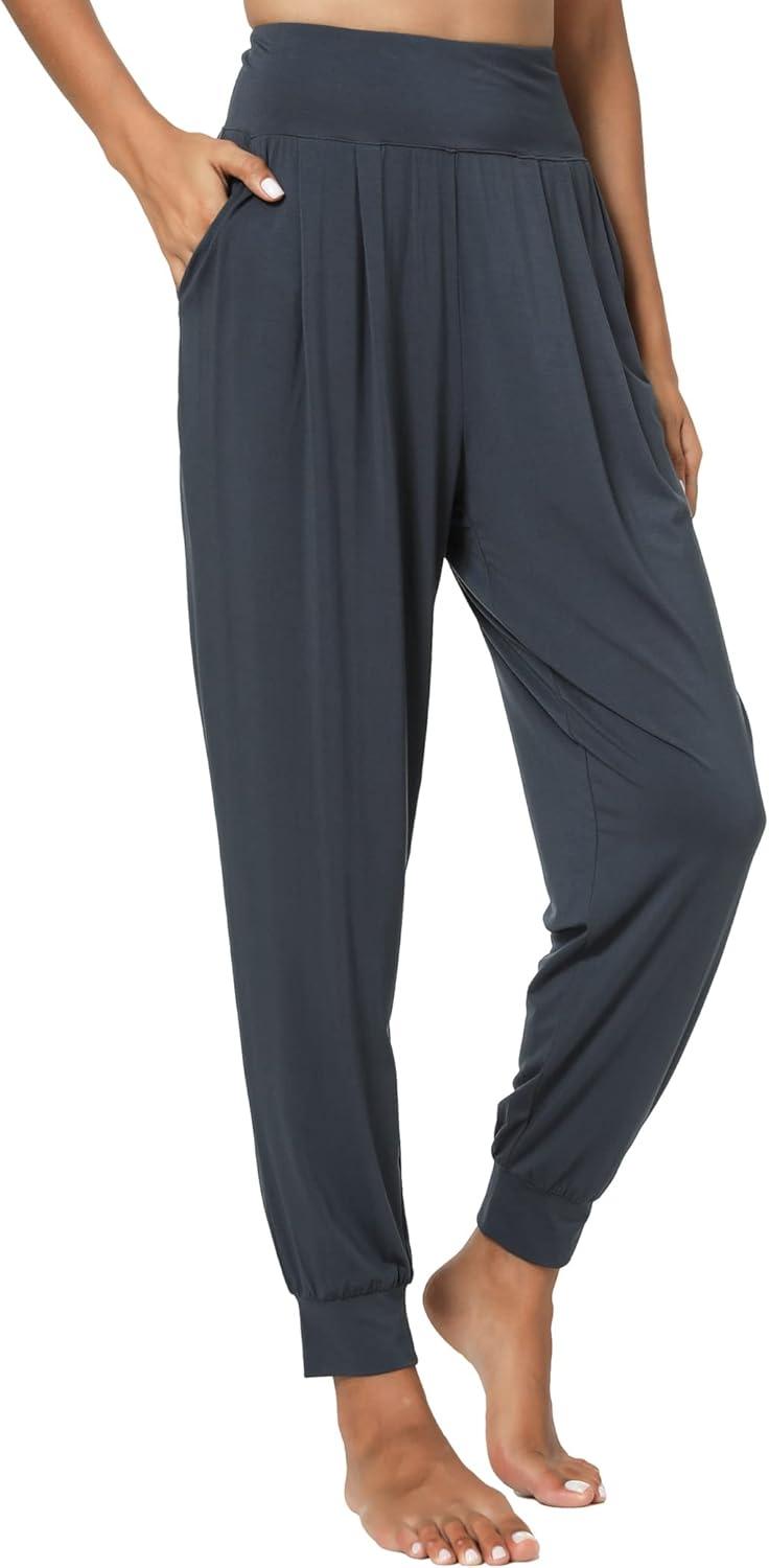 imageGYS Women Pajama Pants Bamboo Viscose HighWaist Soft Sleep Bottoms with PocketsMidnight Blue