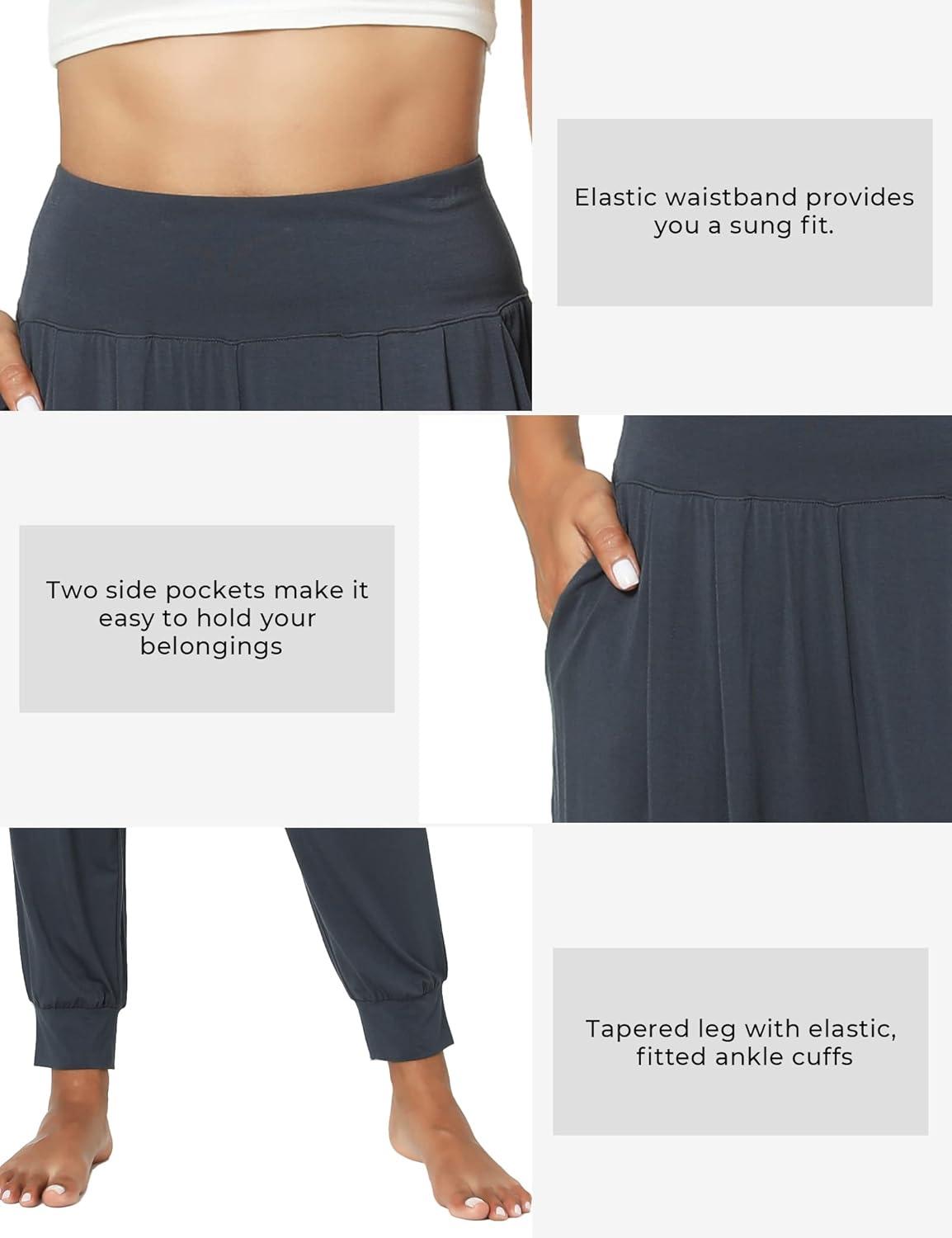 imageGYS Women Pajama Pants Bamboo Viscose HighWaist Soft Sleep Bottoms with PocketsMidnight Blue