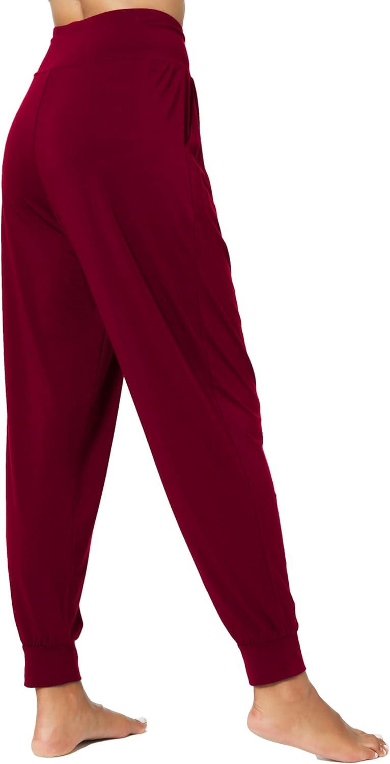 imageGYS Women Pajama Pants Bamboo Viscose HighWaist Soft Sleep Bottoms with PocketsWine