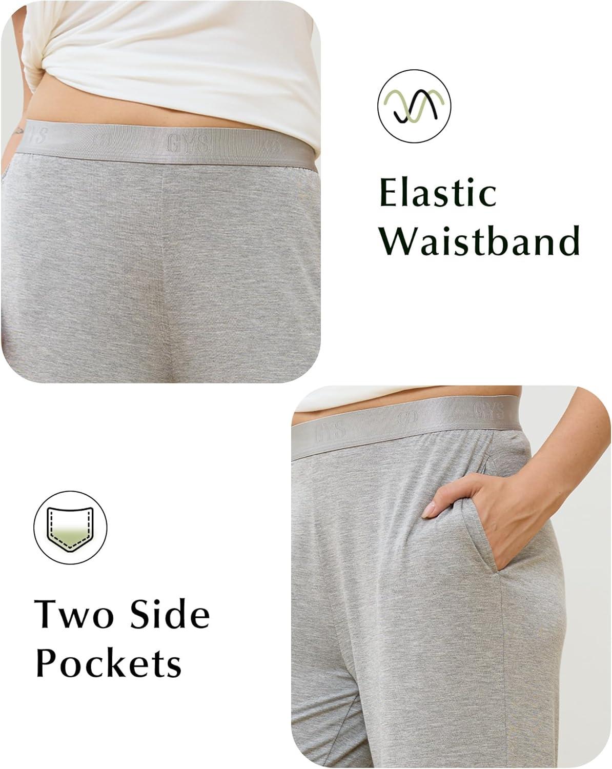 imageGYS Women Pajama Pants Bamboo Viscose Soft Comfy Casual Sleep Bottoms with PocketsHeather Grey