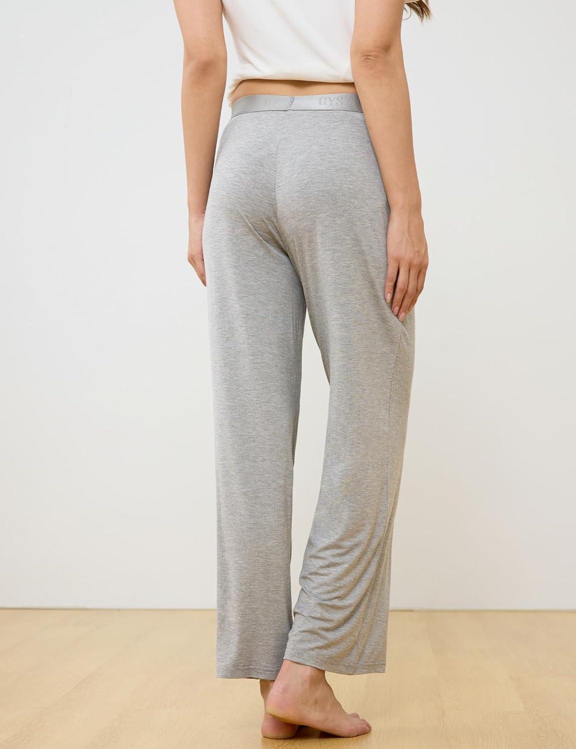 imageGYS Women Pajama Pants Bamboo Viscose Soft Comfy Casual Sleep Bottoms with PocketsHeather Grey