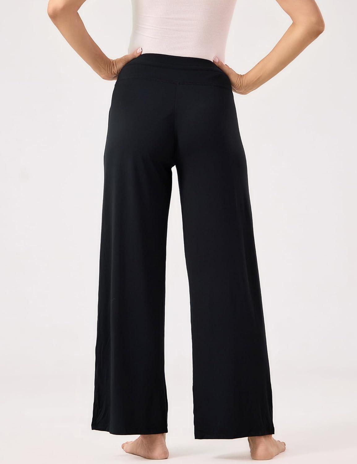 imageGYS Women Pajama Pants Wide Leg Drawstring Soft Sleep Pants Viscose Made from BambooBlack