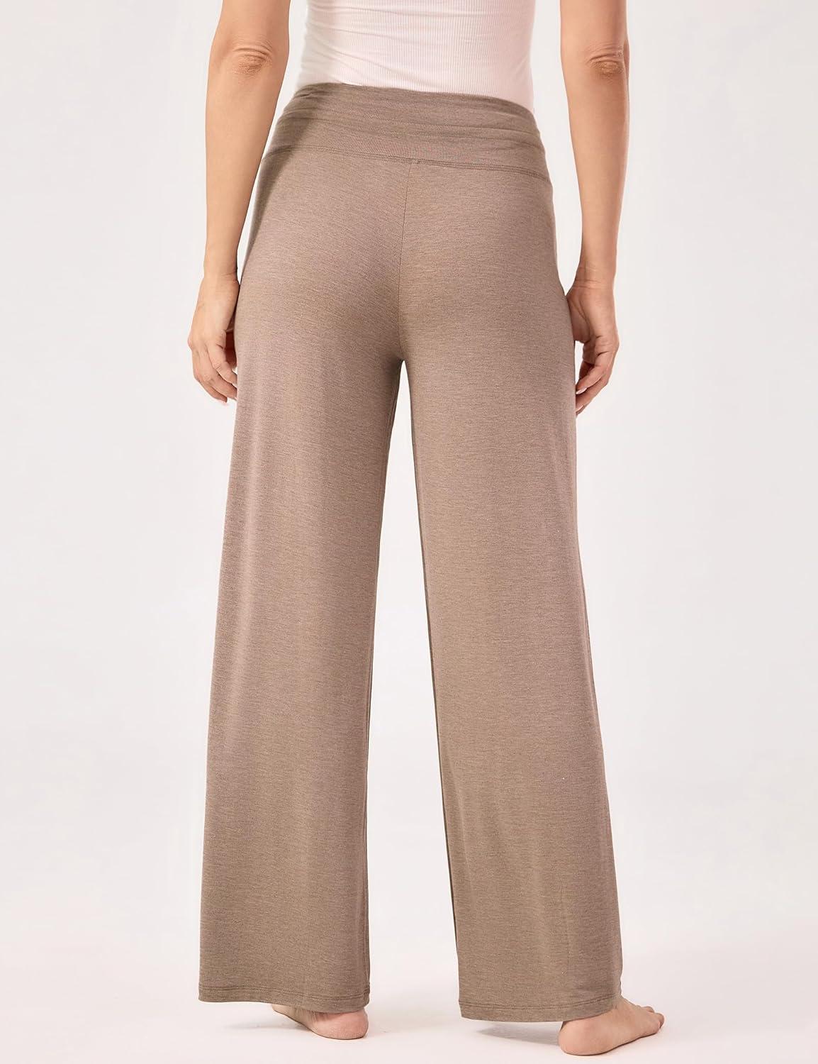 imageGYS Women Pajama Pants Wide Leg Drawstring Soft Sleep Pants Viscose Made from BambooCamel