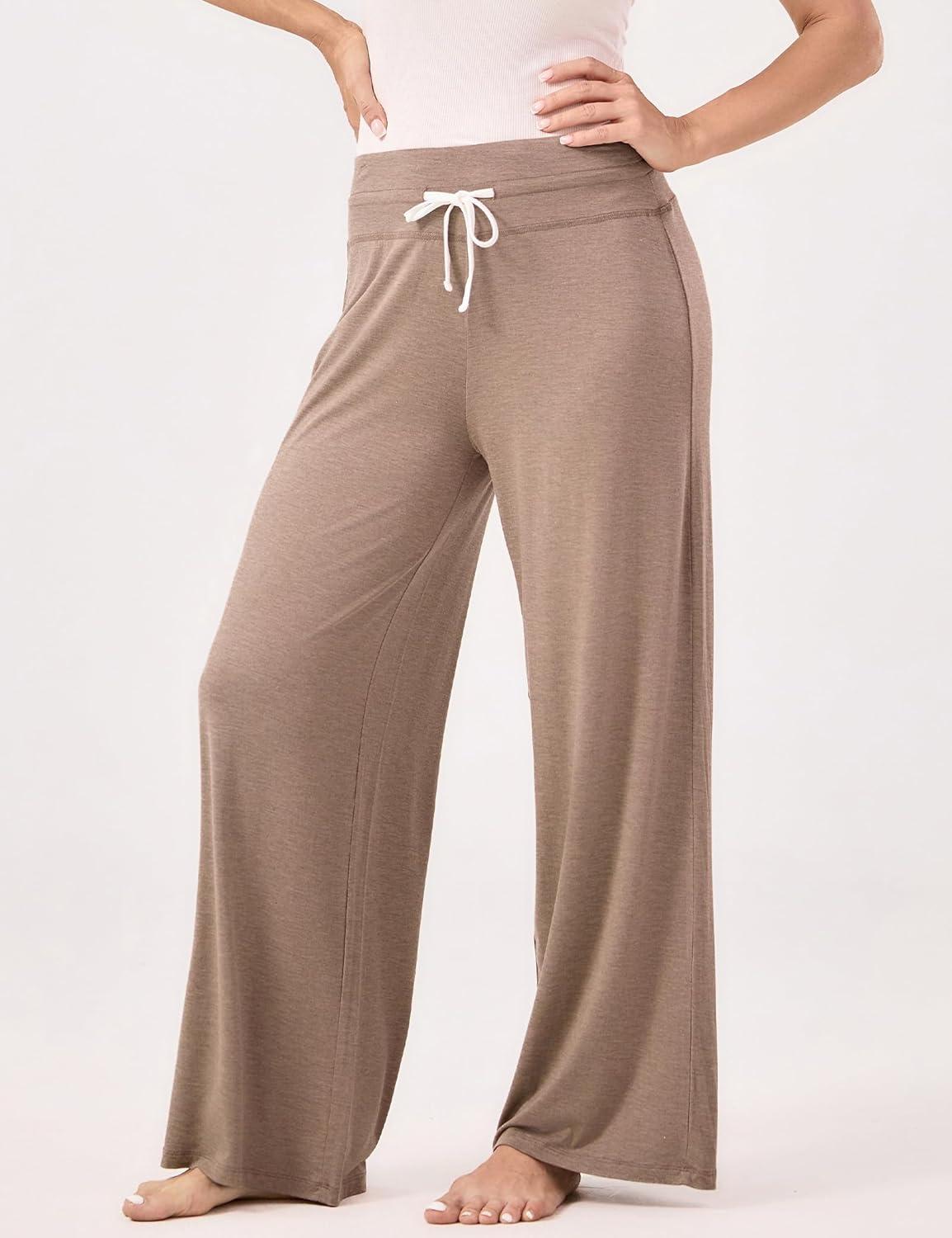 imageGYS Women Pajama Pants Wide Leg Drawstring Soft Sleep Pants Viscose Made from BambooCamel
