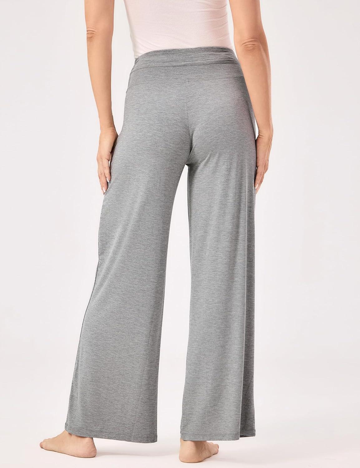 imageGYS Women Pajama Pants Wide Leg Drawstring Soft Sleep Pants Viscose Made from BambooHeather Grey