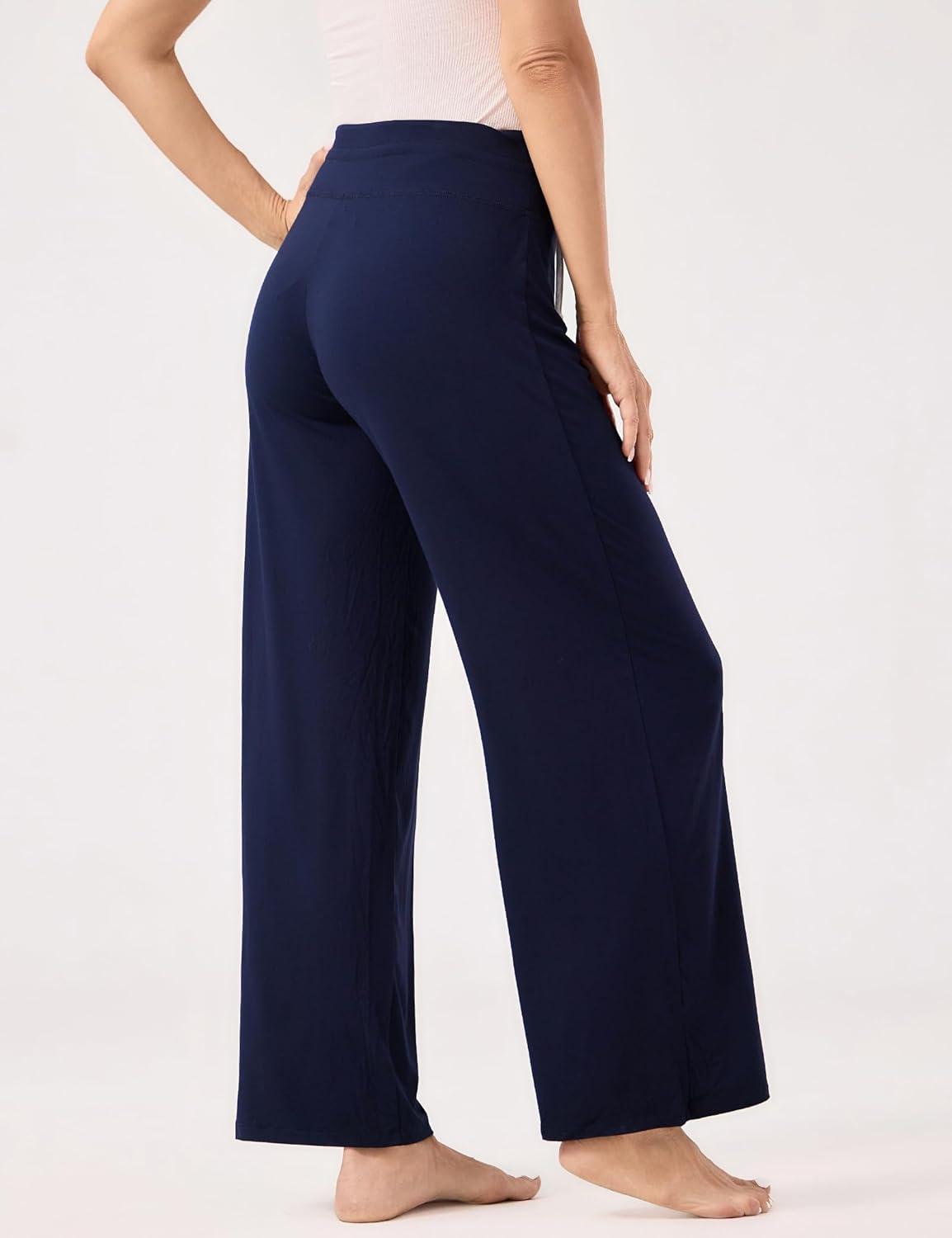imageGYS Women Pajama Pants Wide Leg Drawstring Soft Sleep Pants Viscose Made from BambooNavy