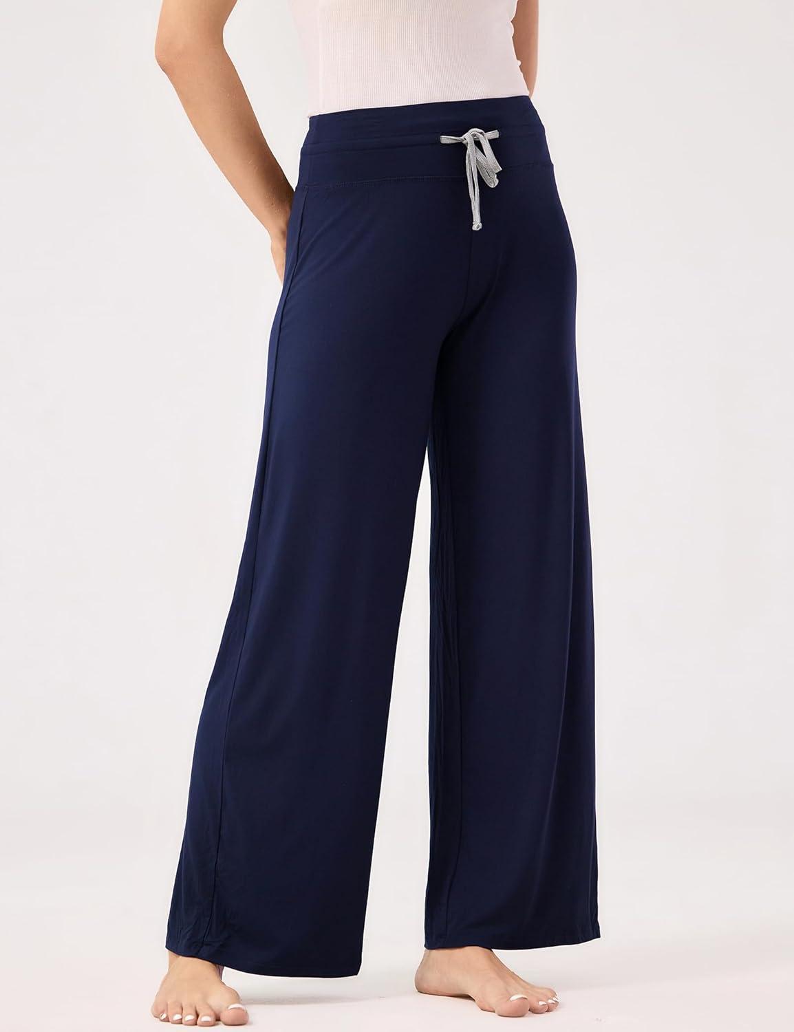 imageGYS Women Pajama Pants Wide Leg Drawstring Soft Sleep Pants Viscose Made from BambooNavy