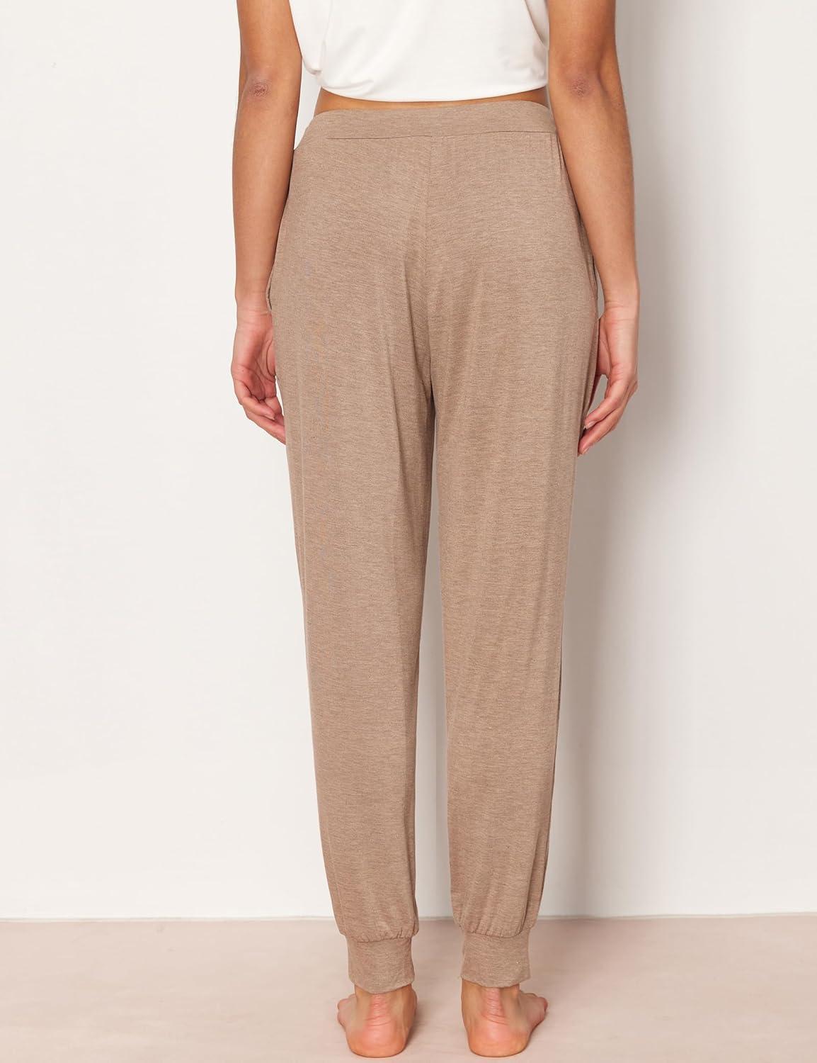 imageGYS Womens Bamboo Viscose Pajama Pants High Waist Christmas Plaid Sleepwear Joggers with PocketsCamel