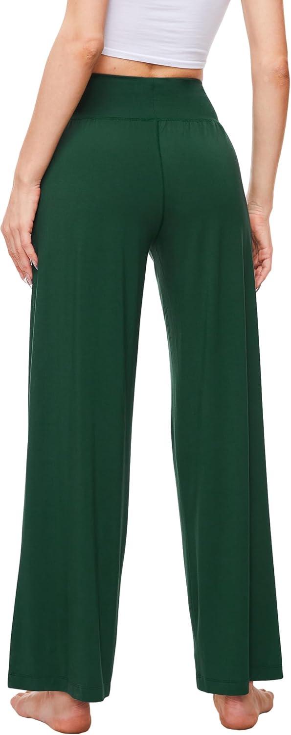 imageGYS Womens Pajama Pants Soft Bamboo Viscose Lounge Pants High Waisted Pj Bottoms Comfy Yoga Pants with PocketsDark Green