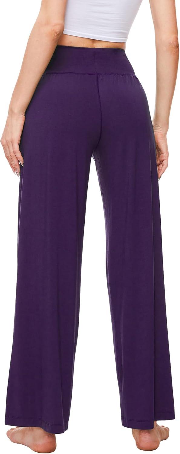 imageGYS Womens Pajama Pants Soft Bamboo Viscose Lounge Pants High Waisted Pj Bottoms Comfy Yoga Pants with PocketsDark Purple