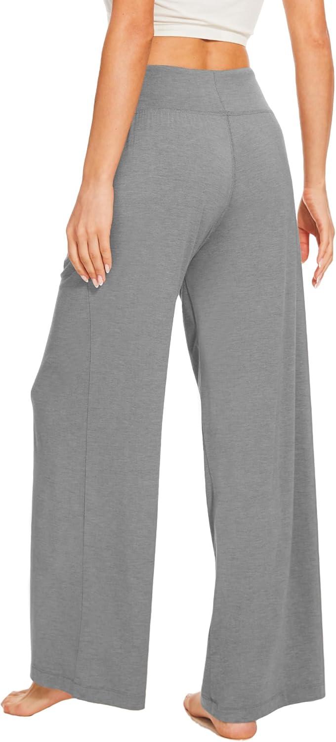 imageGYS Womens Pajama Pants Soft Bamboo Viscose Lounge Pants High Waisted Pj Bottoms Comfy Yoga Pants with PocketsHeather Grey