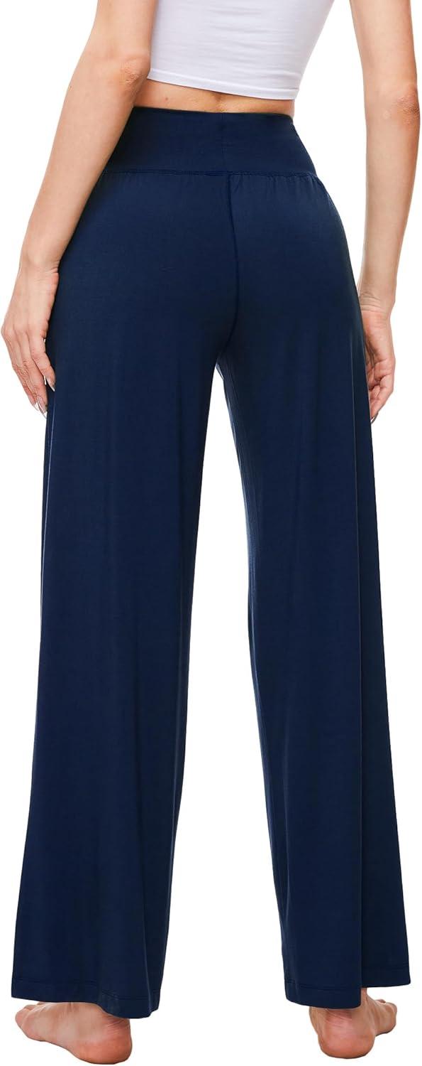 imageGYS Womens Pajama Pants Soft Bamboo Viscose Lounge Pants High Waisted Pj Bottoms Comfy Yoga Pants with PocketsNavy