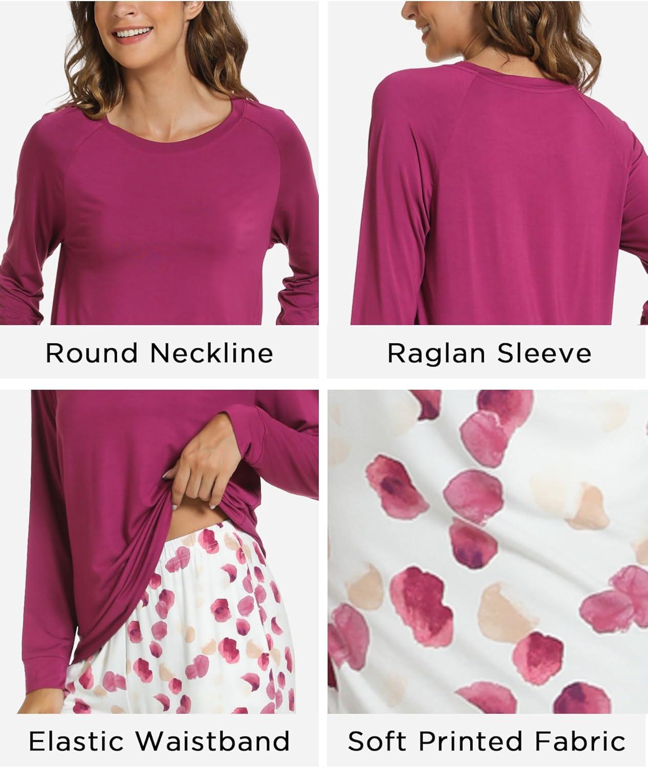 imageGYS Womens Pajama Sets Long Sleeve Sleepwear Comfy 2 Piece Ladies Pj Sleep Set Viscose Made from BambooA Purple