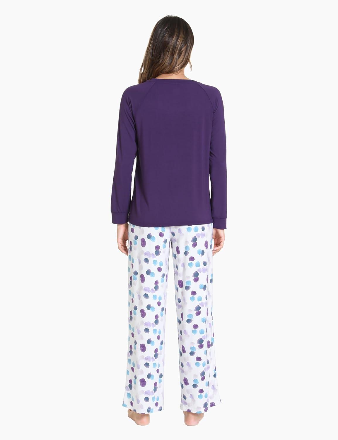 imageGYS Womens Pajama Sets Long Sleeve Sleepwear Comfy 2 Piece Ladies Pj Sleep Set Viscose Made from BambooA Purple Dots