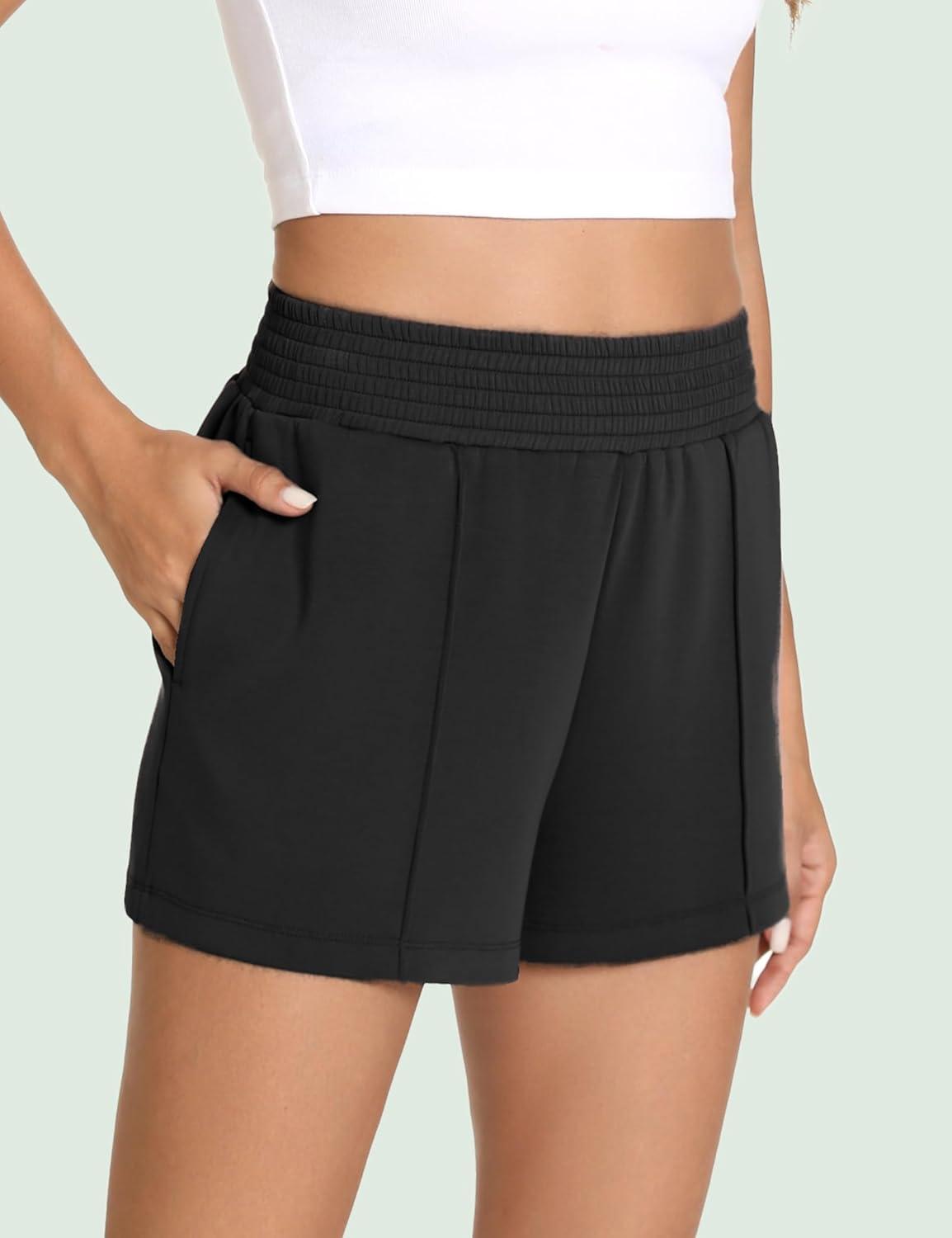 imageGYS Womens Pajama Shorts Comfy Summer Lounge Shorts with PocketsBlack