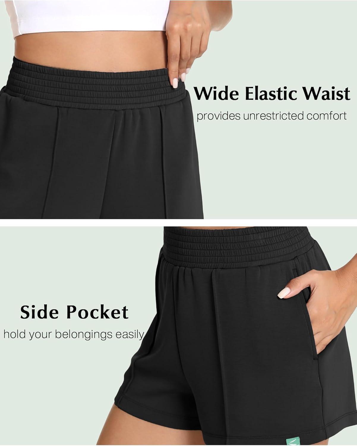 imageGYS Womens Pajama Shorts Comfy Summer Lounge Shorts with PocketsBlack