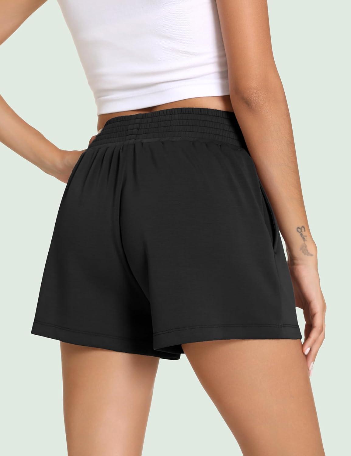 imageGYS Womens Pajama Shorts Comfy Summer Lounge Shorts with PocketsBlack