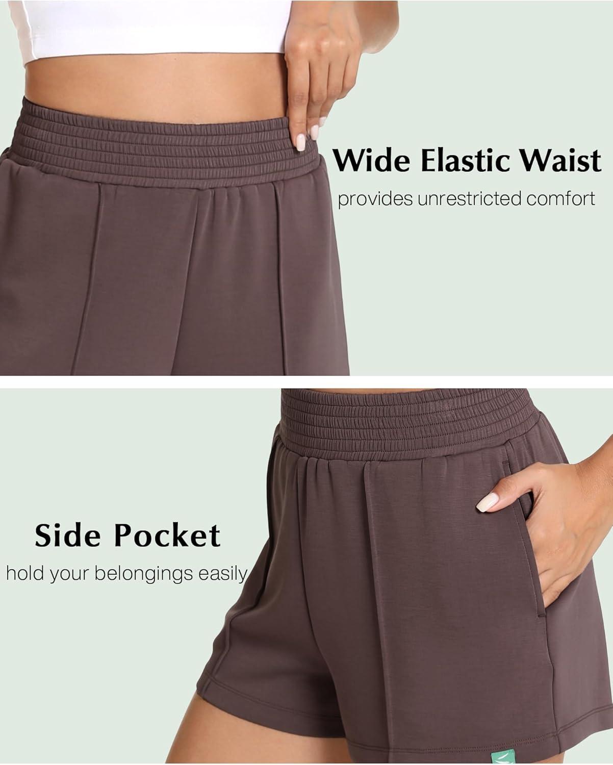 imageGYS Womens Pajama Shorts Comfy Summer Lounge Shorts with PocketsBrown