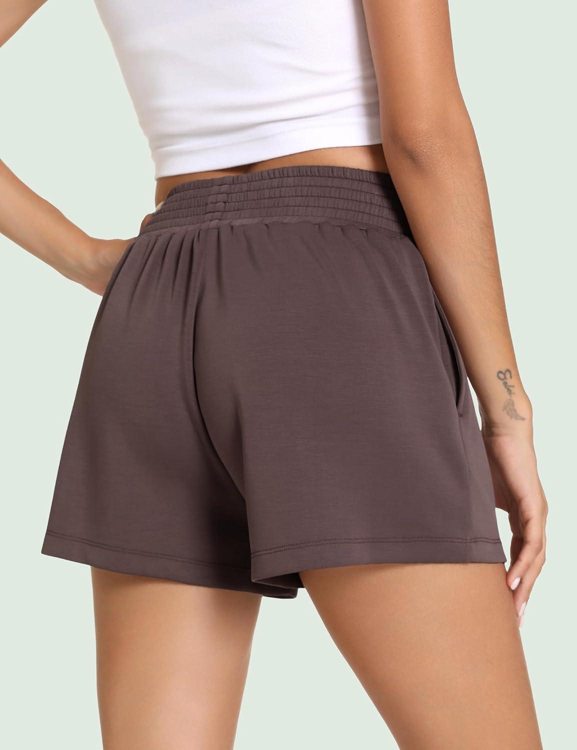 imageGYS Womens Pajama Shorts Comfy Summer Lounge Shorts with PocketsBrown
