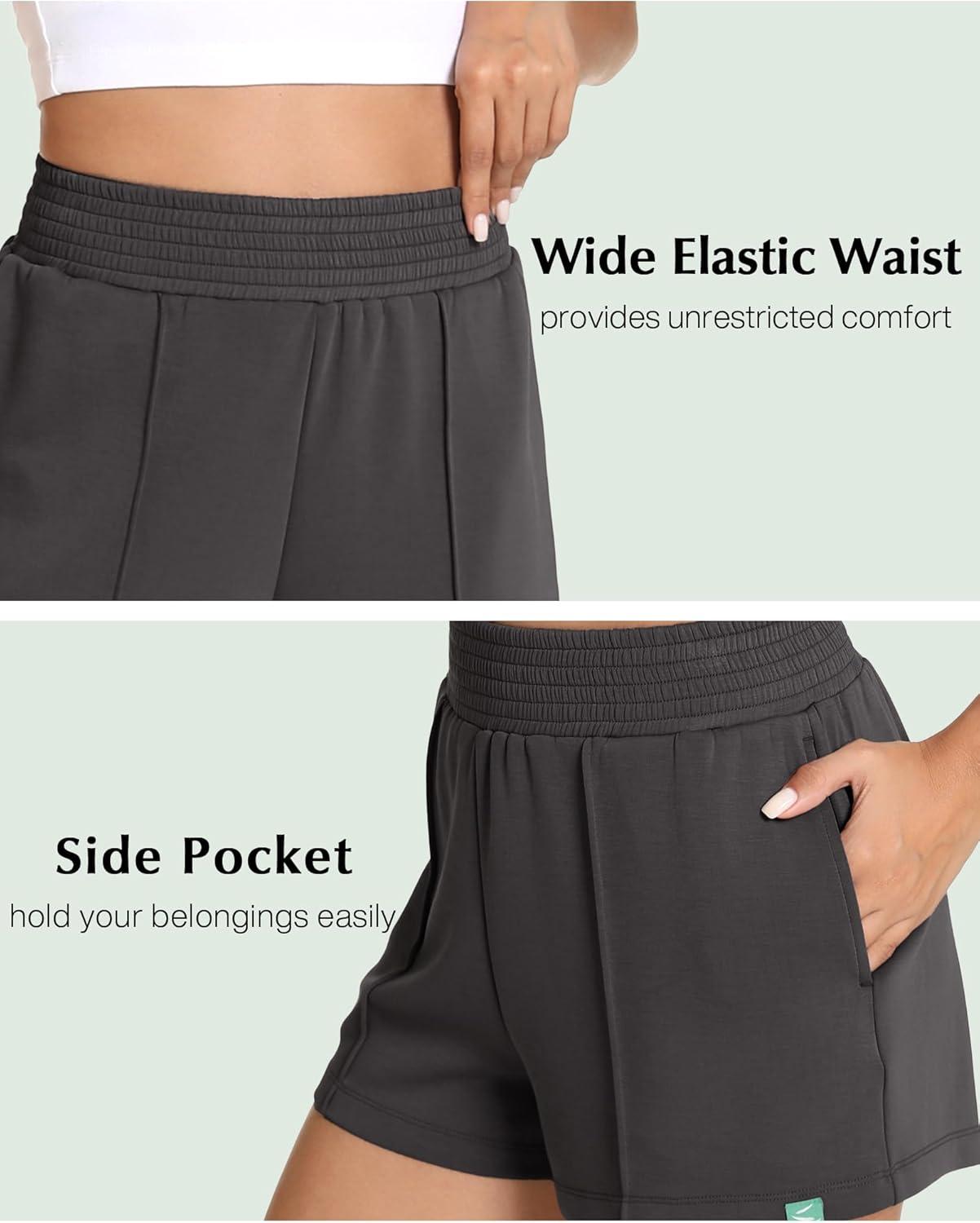 imageGYS Womens Pajama Shorts Comfy Summer Lounge Shorts with PocketsDark Grey