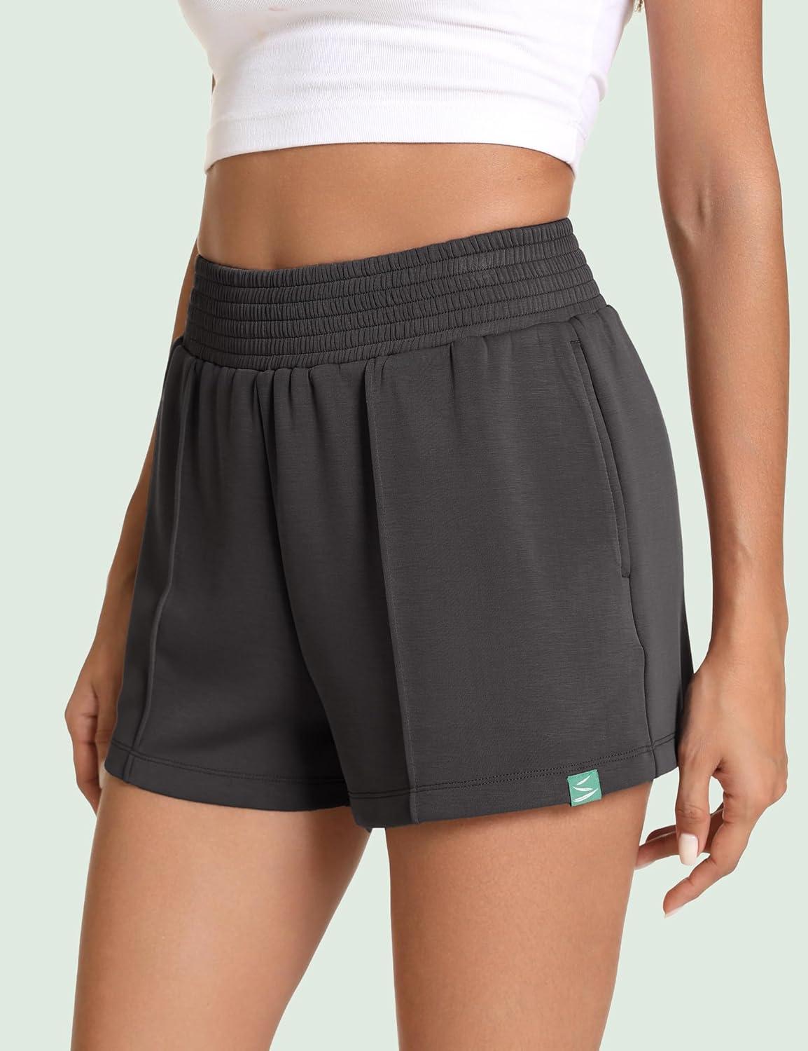imageGYS Womens Pajama Shorts Comfy Summer Lounge Shorts with PocketsDark Grey