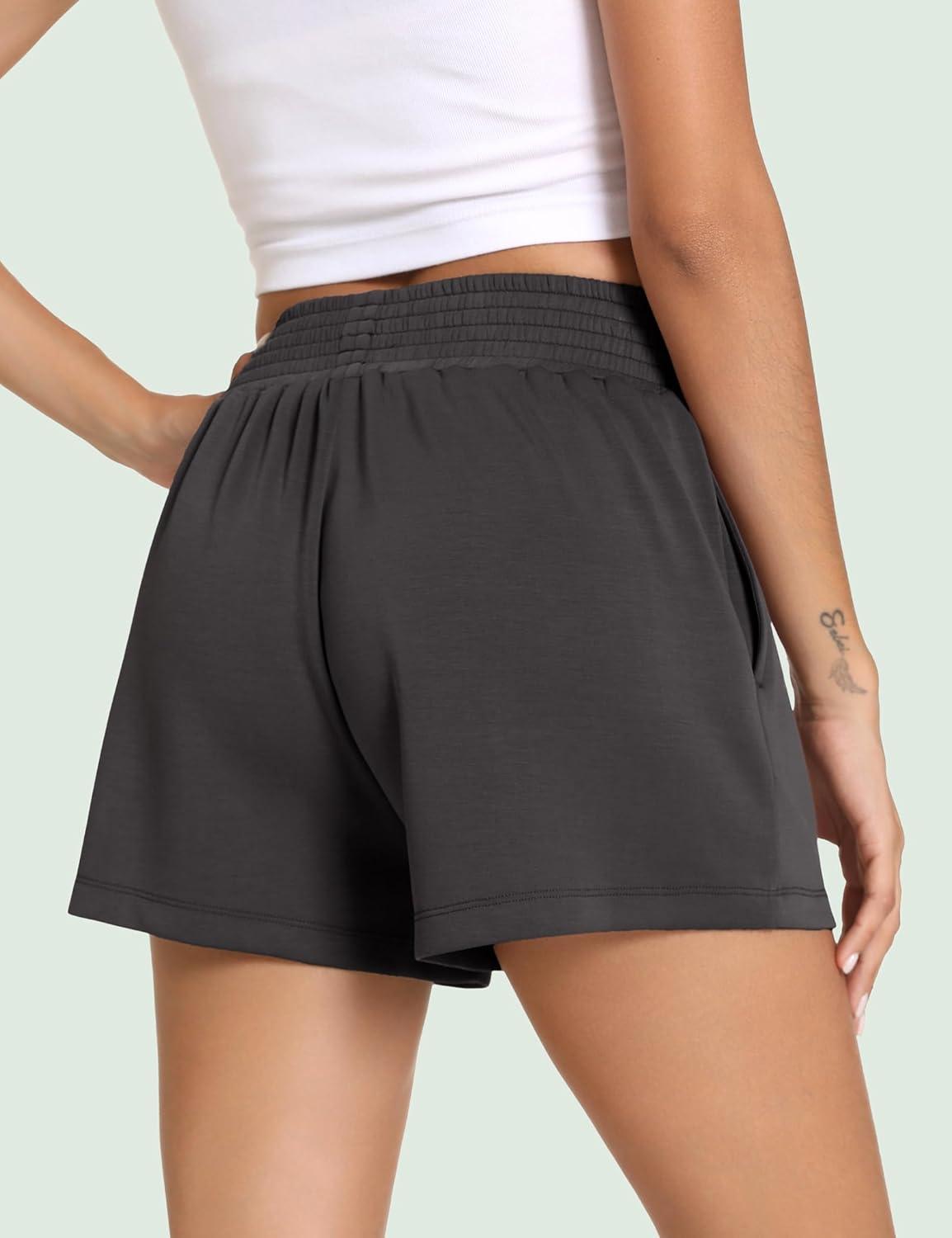 imageGYS Womens Pajama Shorts Comfy Summer Lounge Shorts with PocketsDark Grey