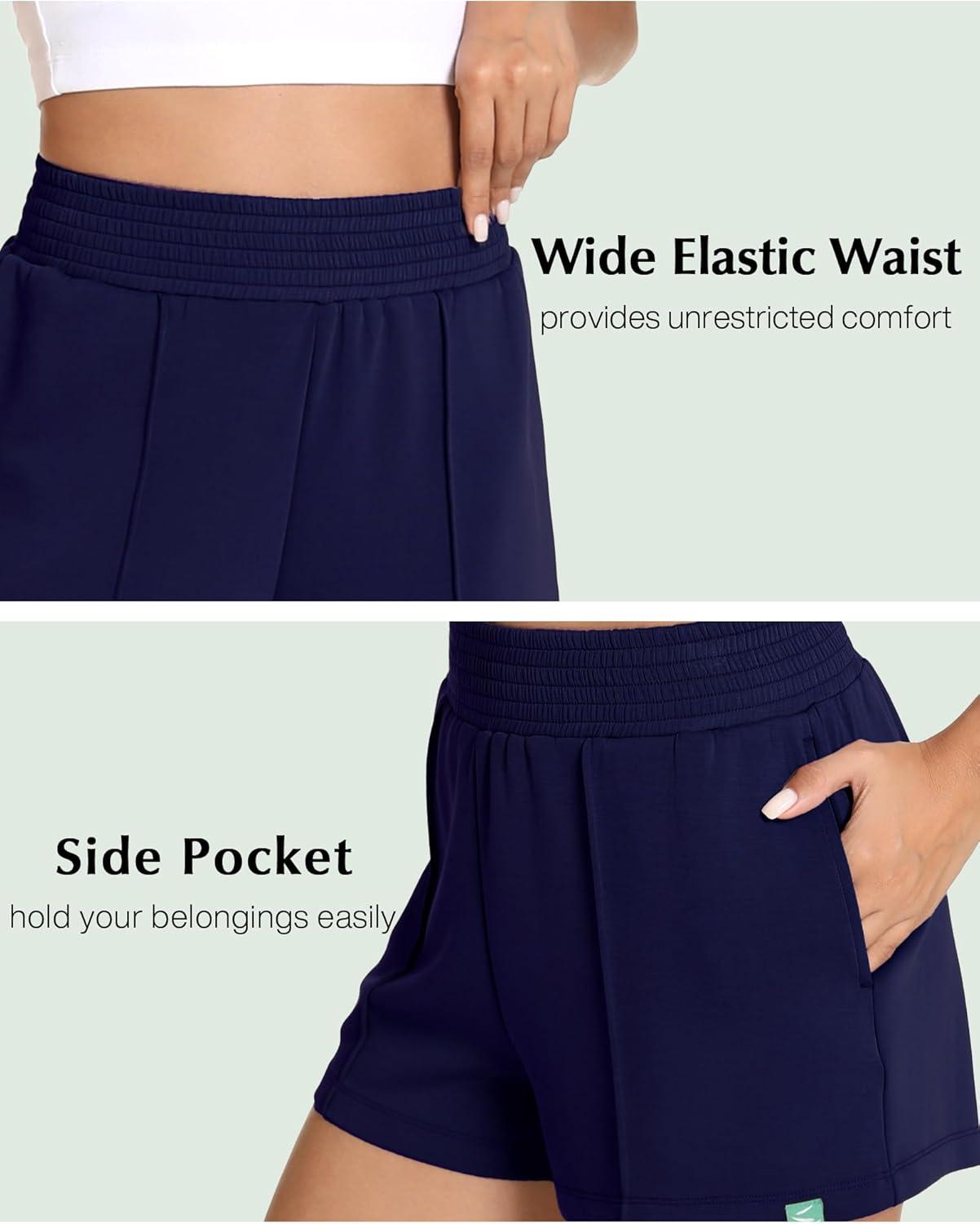 imageGYS Womens Pajama Shorts Comfy Summer Lounge Shorts with PocketsNavy