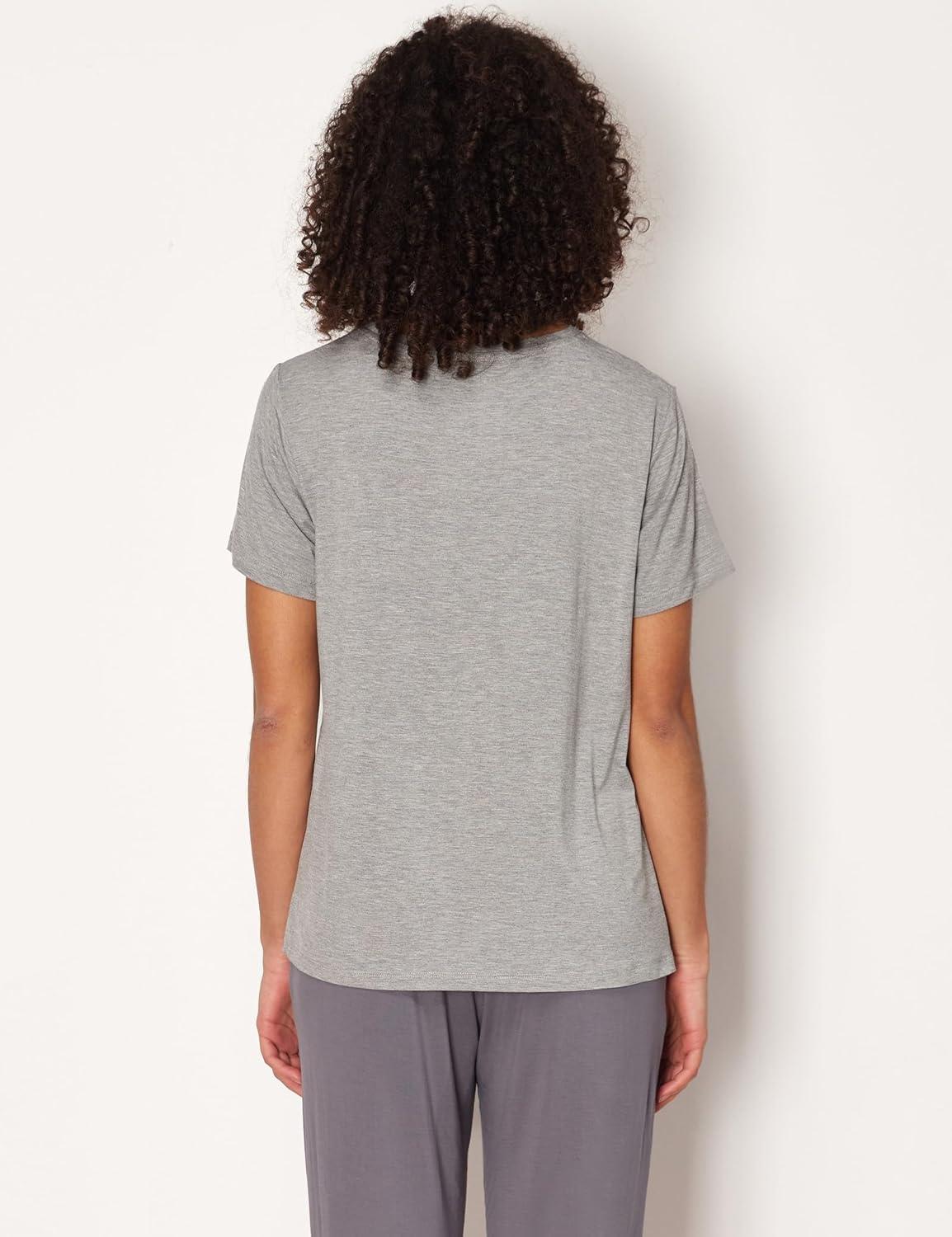 imageGYS Womens Pajama Tops Bambooderived Viscose Soft Comfy Short Sleeve Basic Lounge TopsHeather Grey