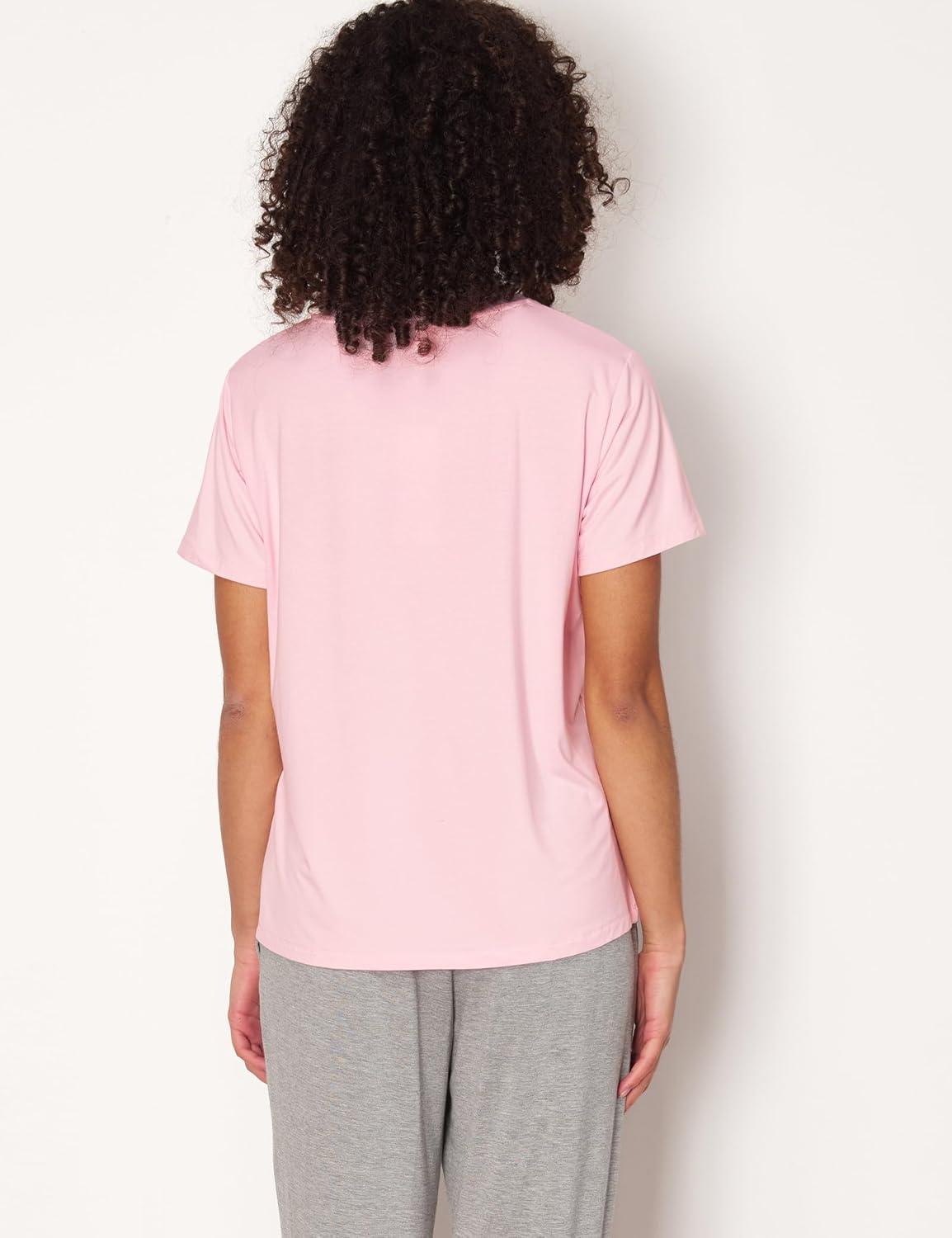 imageGYS Womens Pajama Tops Bambooderived Viscose Soft Comfy Short Sleeve Basic Lounge TopsPink