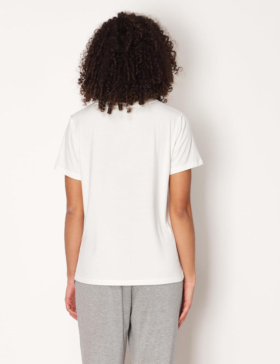 imageGYS Womens Pajama Tops Bambooderived Viscose Soft Comfy Short Sleeve Basic Lounge TopsWhite