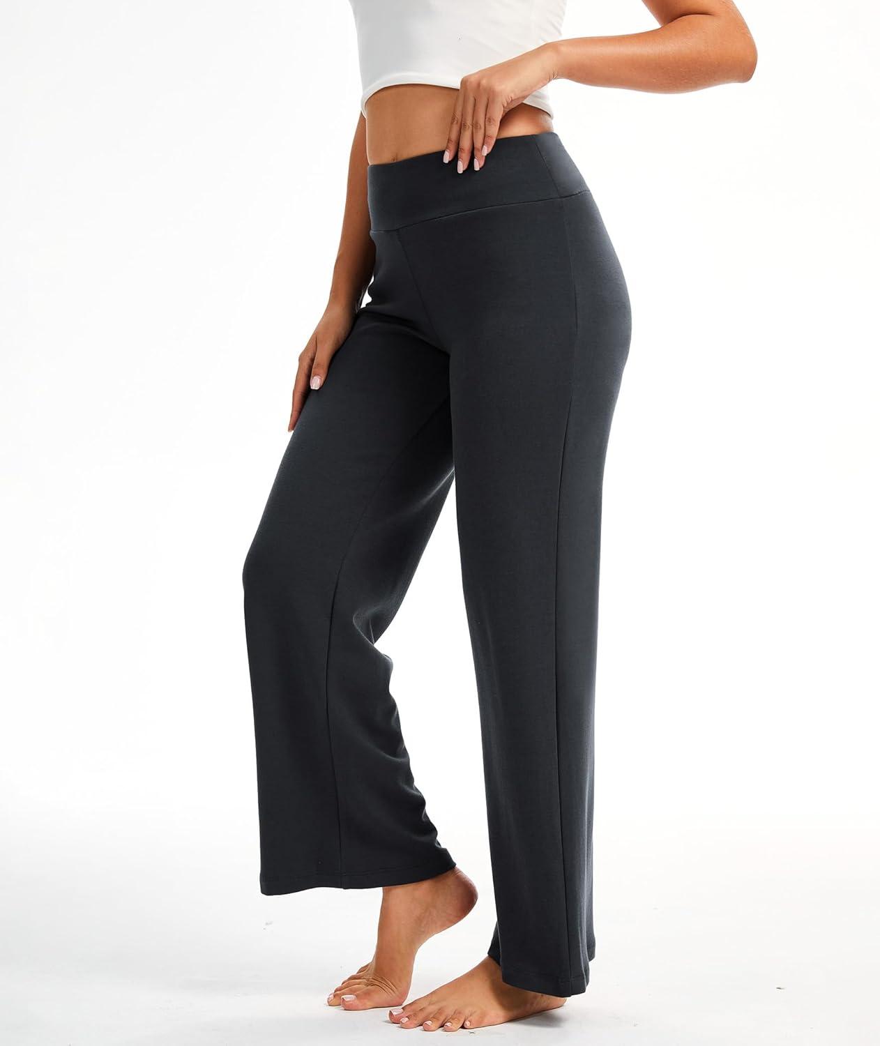 imageGYS Womens Sweatpants High Waisted Straight Leg Yoga Pants Open Bottom Sweatpants CloudSoft Breathable Stretchy Lounge PantsDark Grey