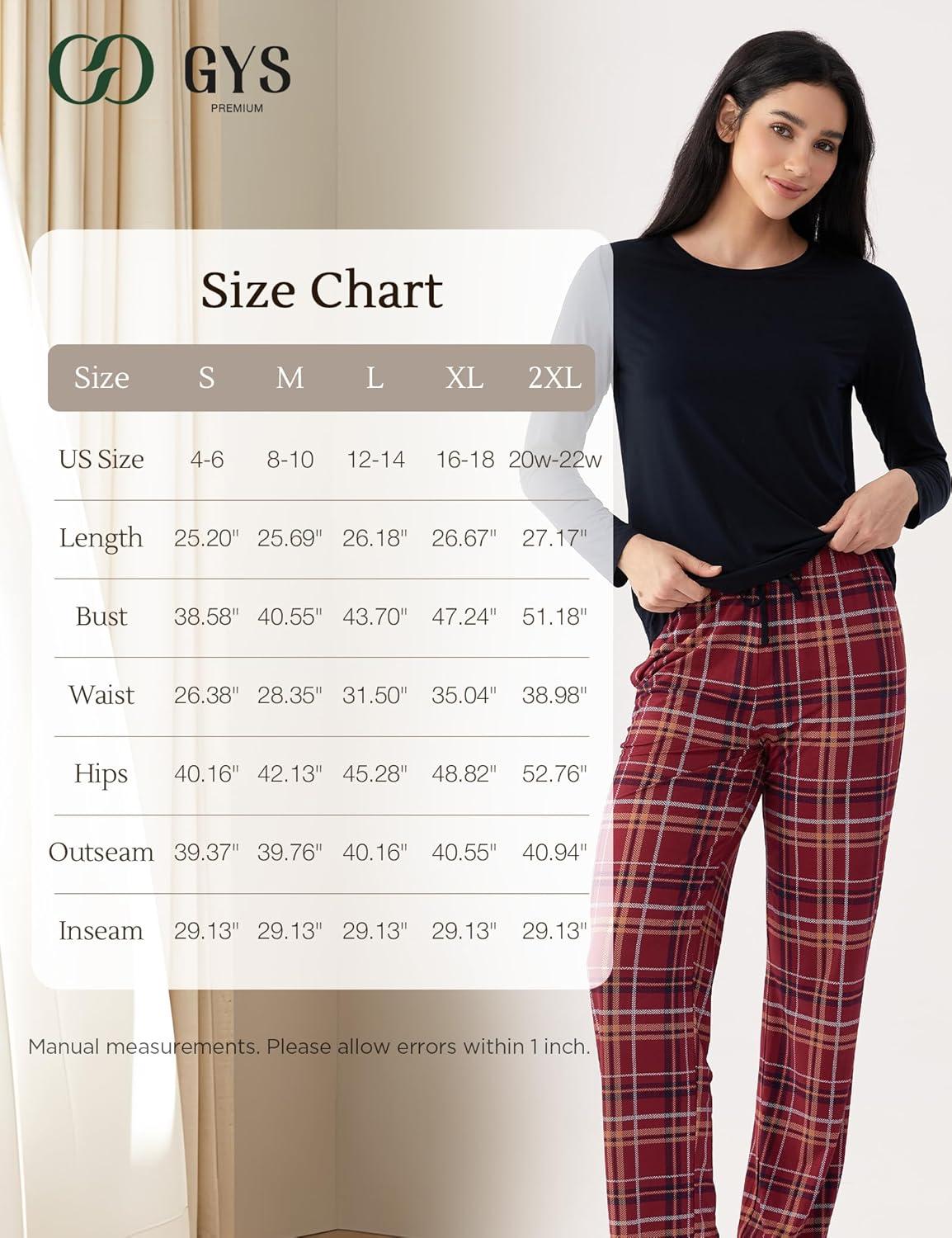 imageWomens Pajama Sets Bamboo Viscose Soft and Breathable Long Sleeve SleepwearBlackWine Red Plaid