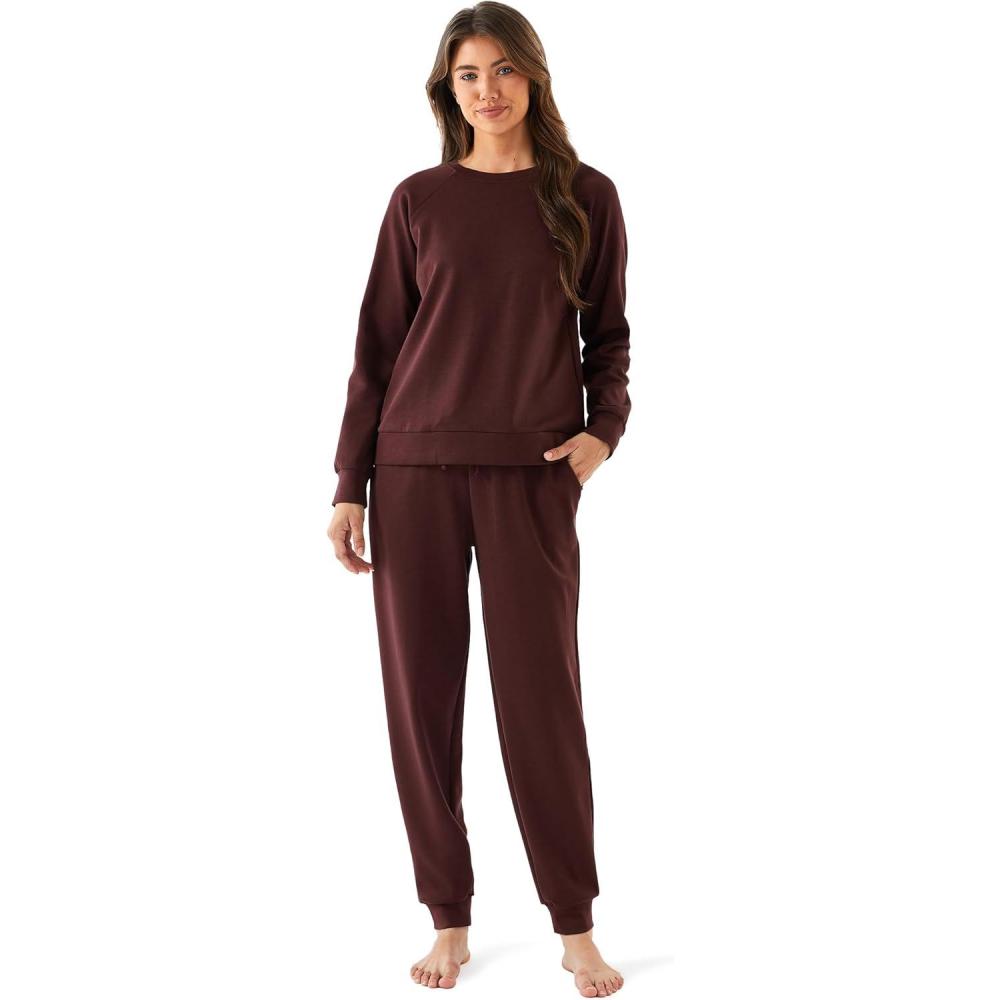 imageGYS 2 Piece Sets for Women Sweatsuit Lounge Set Matching Sweatshirt Sweatpants Fall Travel Outfits Tracksuit with PocketsChocolate