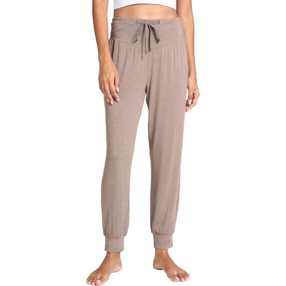 imageGYS Bamboo Viscose Womens Pajama Bottoms High Waist Pajama Pants with DrawstringCamel