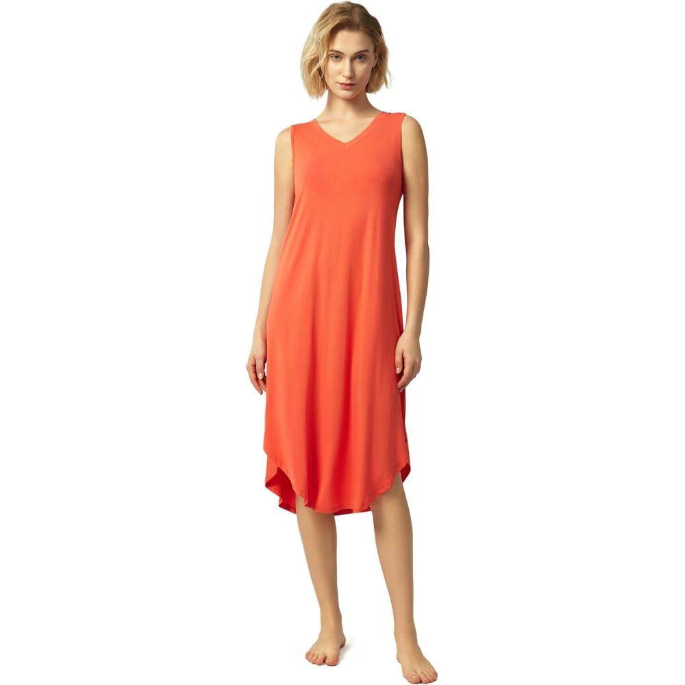 imageGYS BambooDerived Viscose Womens Nightgowns Sleeveless V Neck Tank Night DressPeach Pink