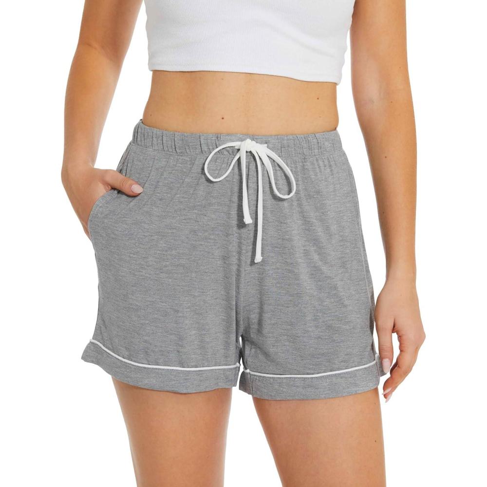 imageGYS Pajama Shorts for Women Viscose Made from Bamboo Soft Sleep Shorts Stretchy Sleepwear Casual Pj BottomsC Heather Grey