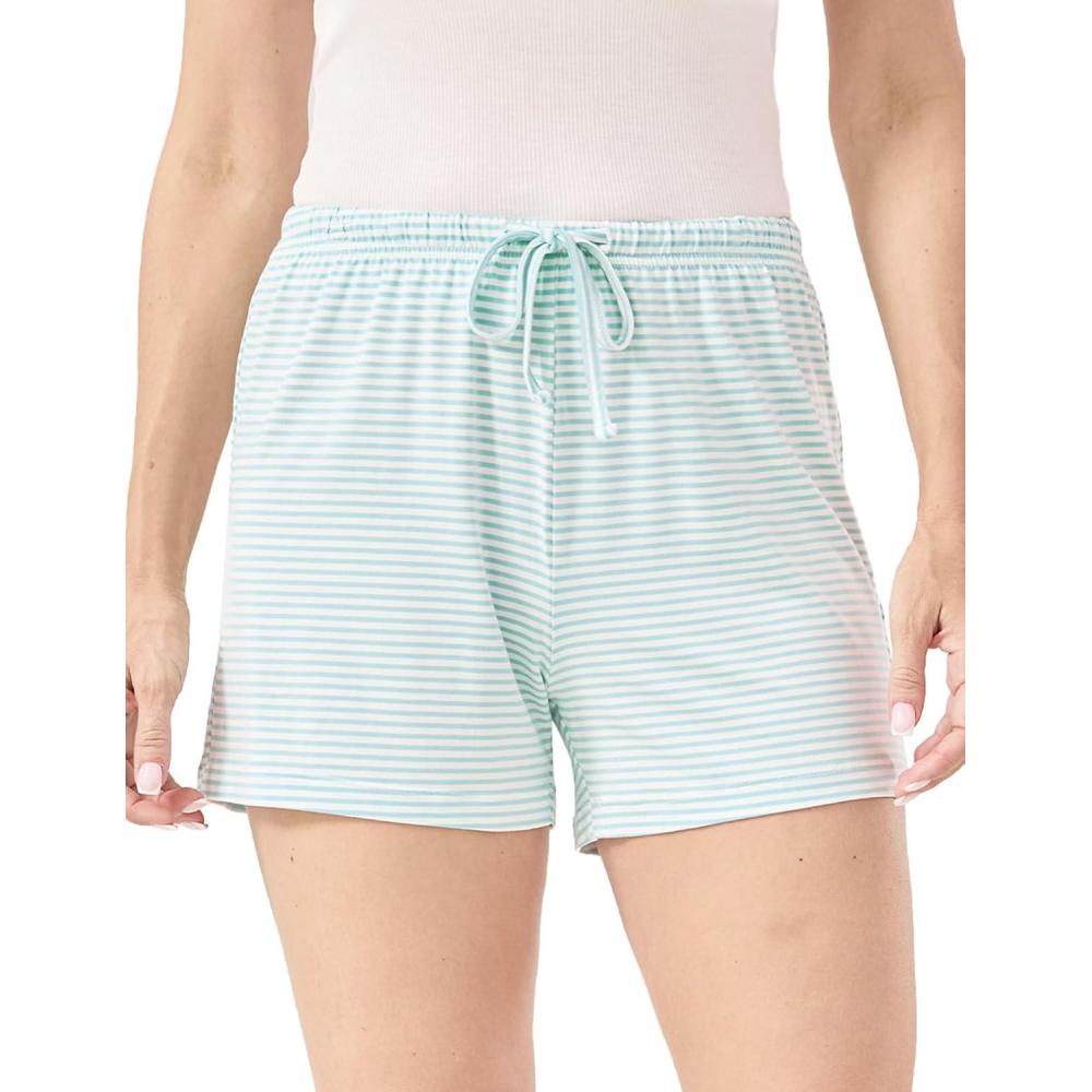 imageGYS Pajama Shorts for Women  Viscose Made from Bamboo Soft Sleep Shorts Stretchy Sleepwear Casual Pj BottomsGreen Stripe